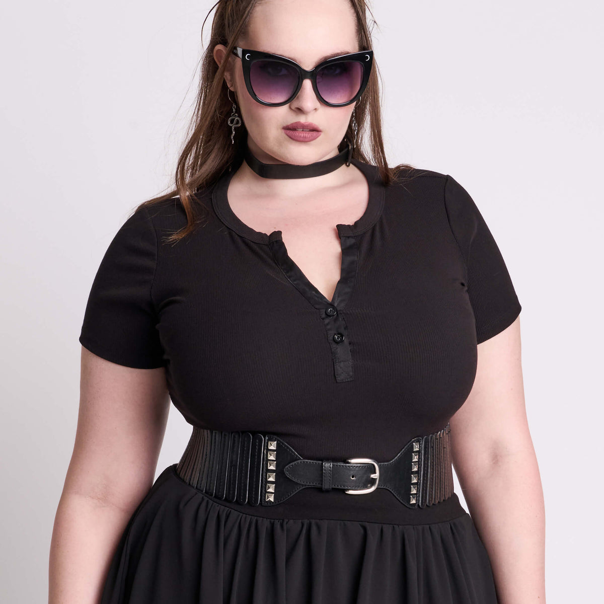 Killstar Midnight Vale Studded Waist Belt Corset Belt NWT Gothic Punk Black SANSTHS Rivet Belts for Women Men Black Studded Gothic Belt  main image 2