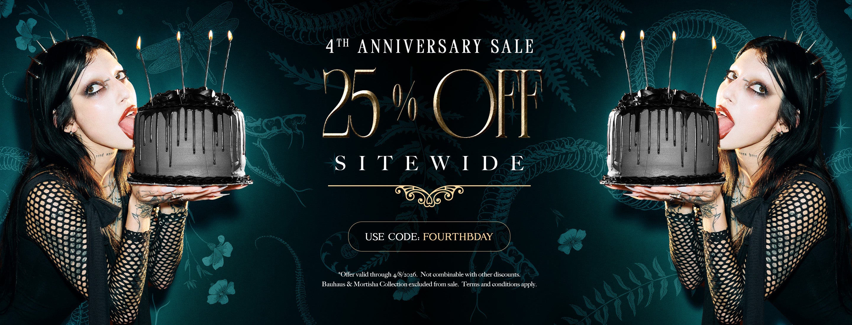 Use Code: FOURTHBDAY Offer valid through 4/8/26. Exclusions apply. Not combinable with other discounts.