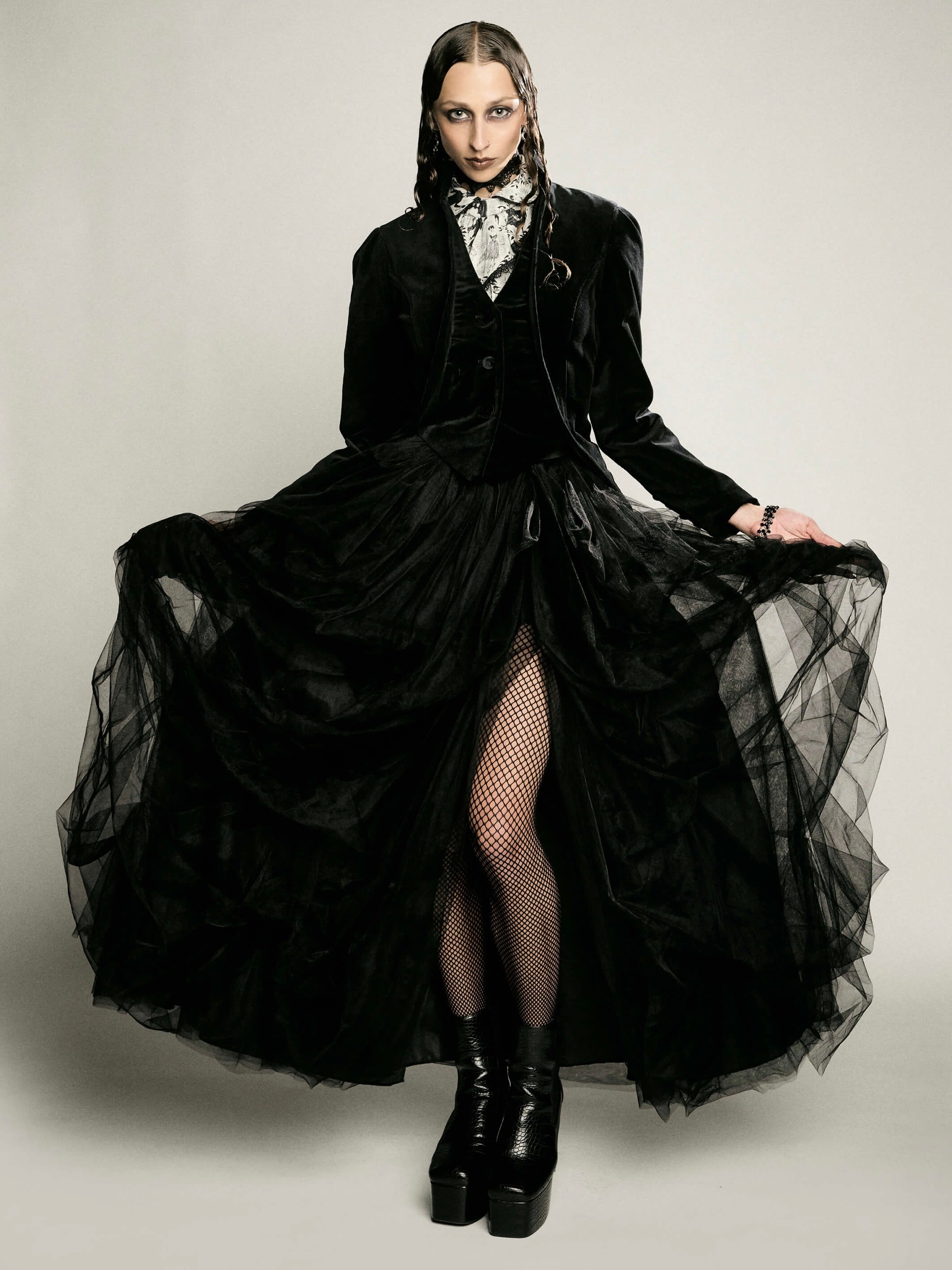 Victorian Tulle Skirt | Black Romantic Goth Maxi – Midnight Hour