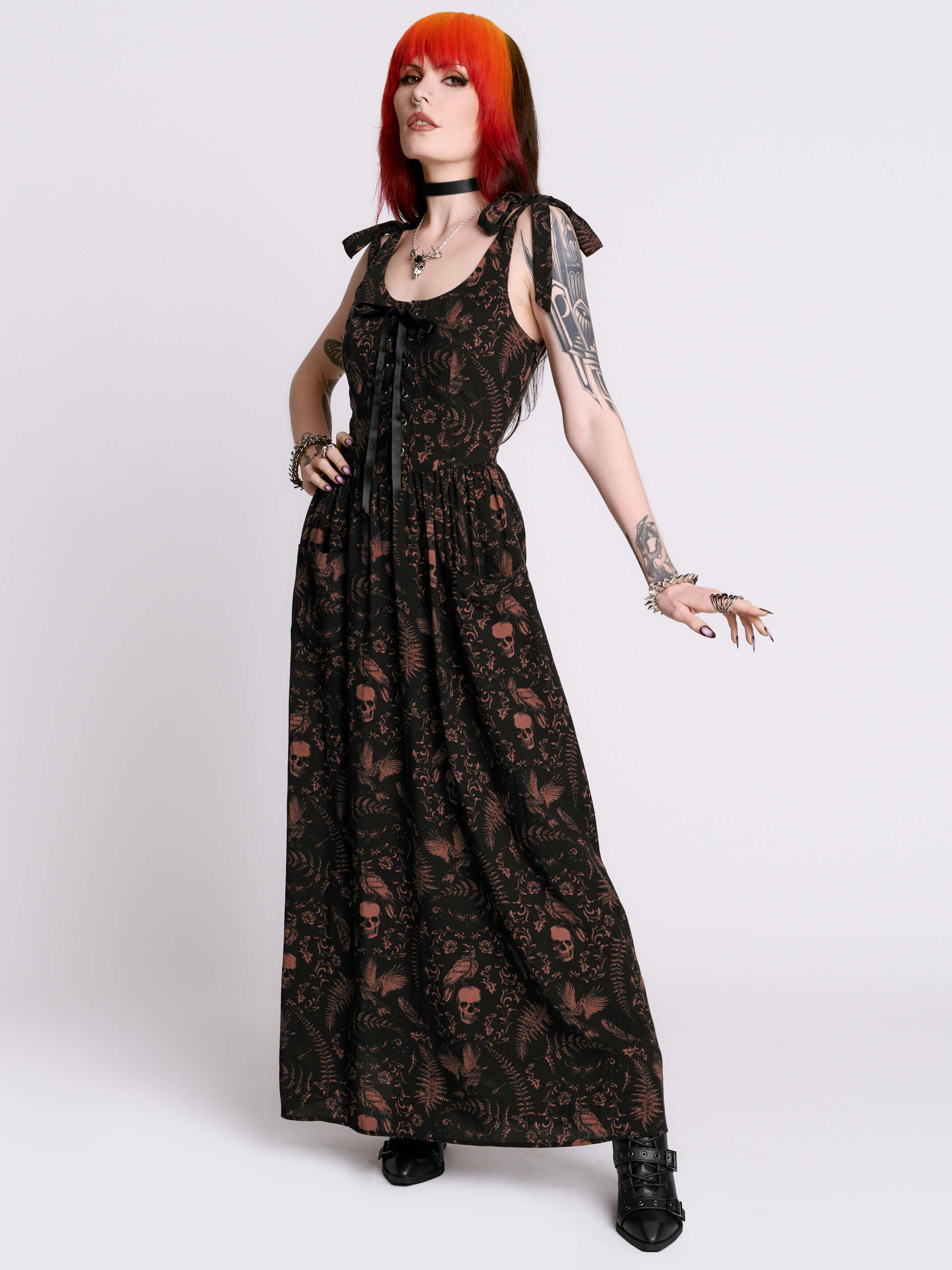 Antique Skull Sundress | Whimsigoth Maxi Dress | Midnight Hour