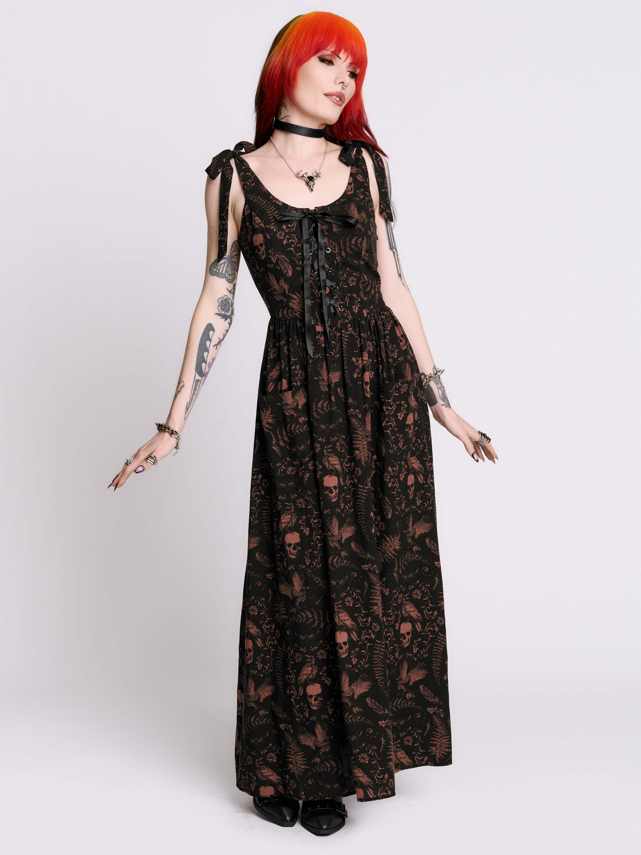 Antique Skull Sundress | Whimsigoth Maxi Dress | Midnight Hour