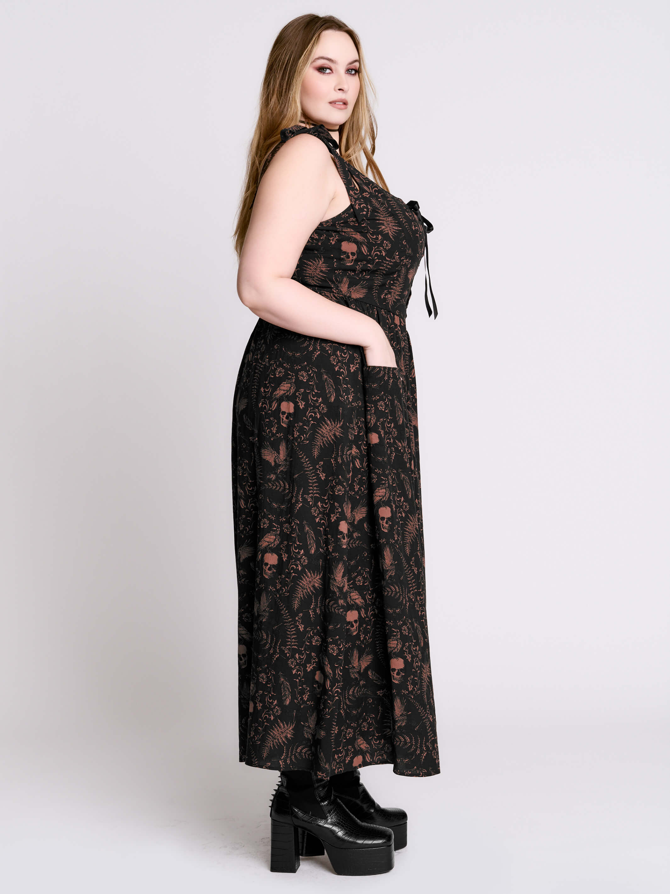 Antique Skull Sundress | Whimsigoth Maxi Dress | Midnight Hour