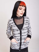 cardigan with barbed wire pattern