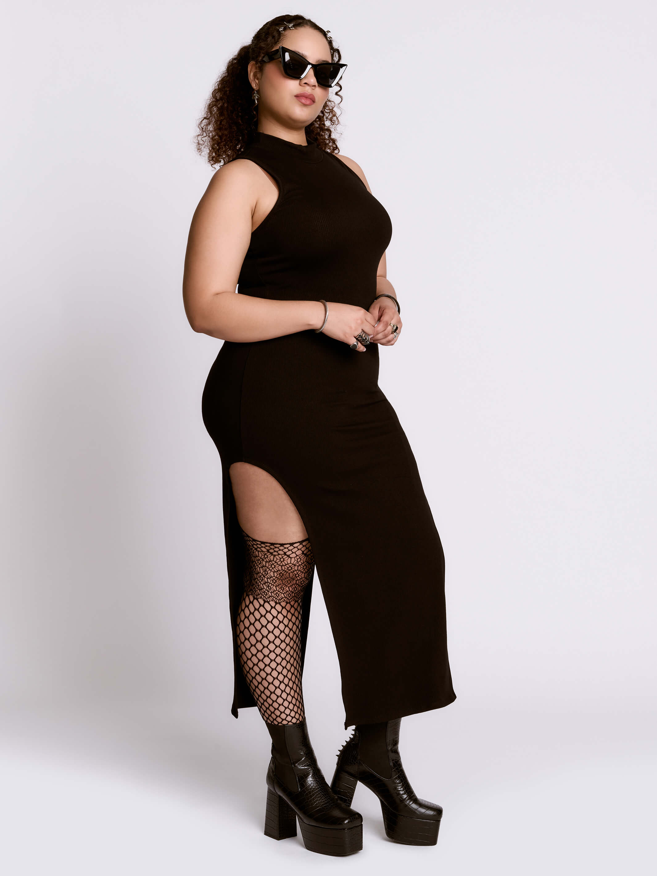 Basic Instinct Dress by Midnight Hour Black Ribbed Bodycon Maxi with Side Slit | Shop Now Midnight Hour Basic Instinct Dress by Midnight Hour Black Ribbed Bodycon Maxi with Side Slit | Shop Now Midnight Hour