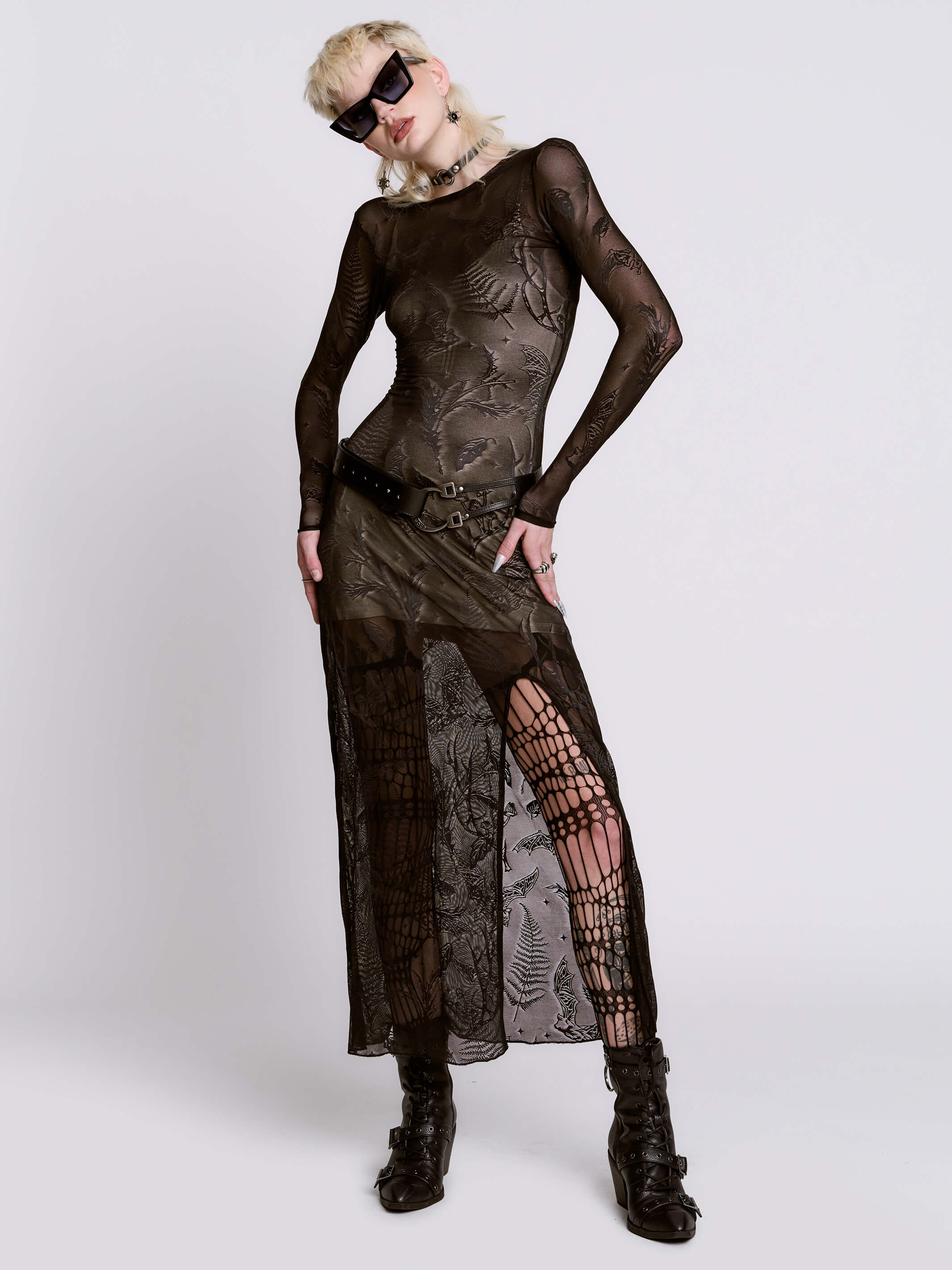 long black mesh dress Ciera Sheer Maxi Dress Black