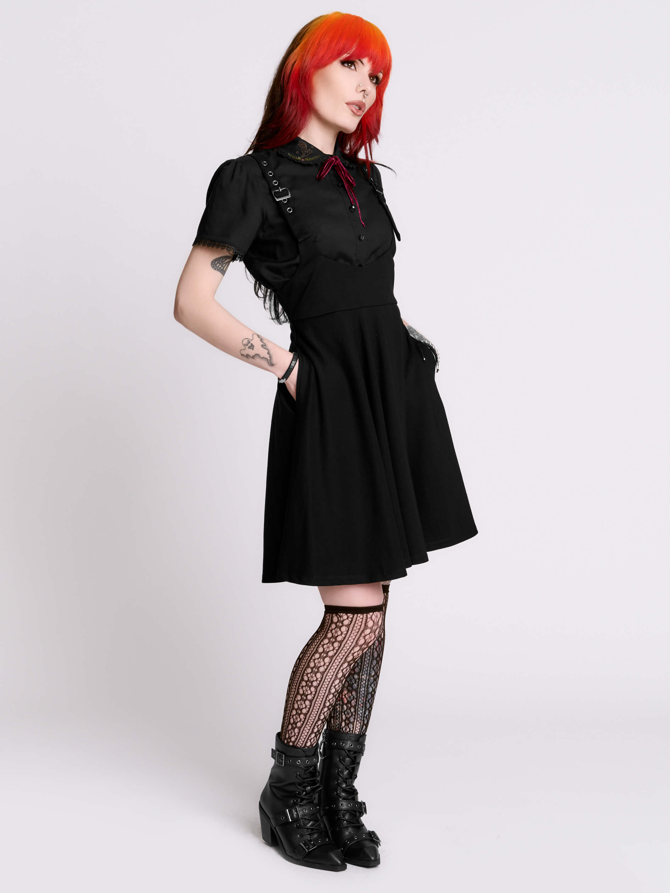 black pinafore dress Patou available in all sizes Peaceful Pinafore Dress - Black