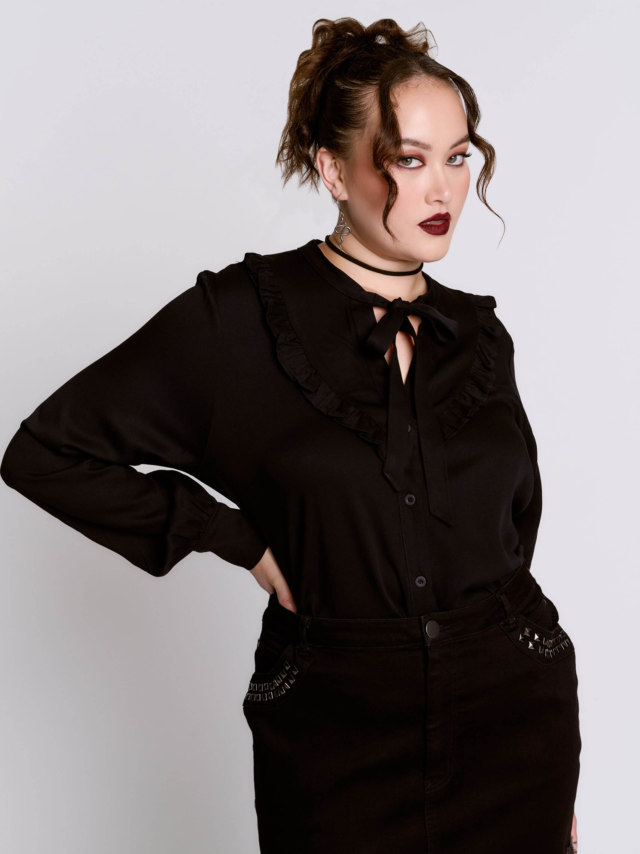 Black Ruffle Blouse – Midnight Hour