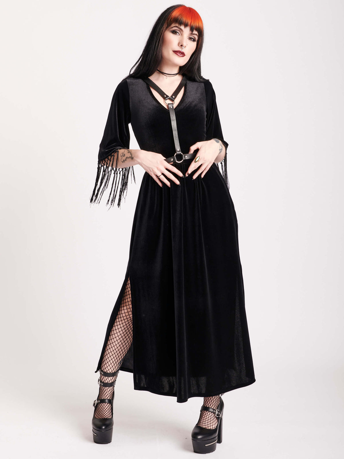 Black velvet maxi dress
