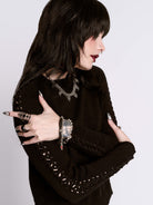 BLACK BRAIDED SWEATER