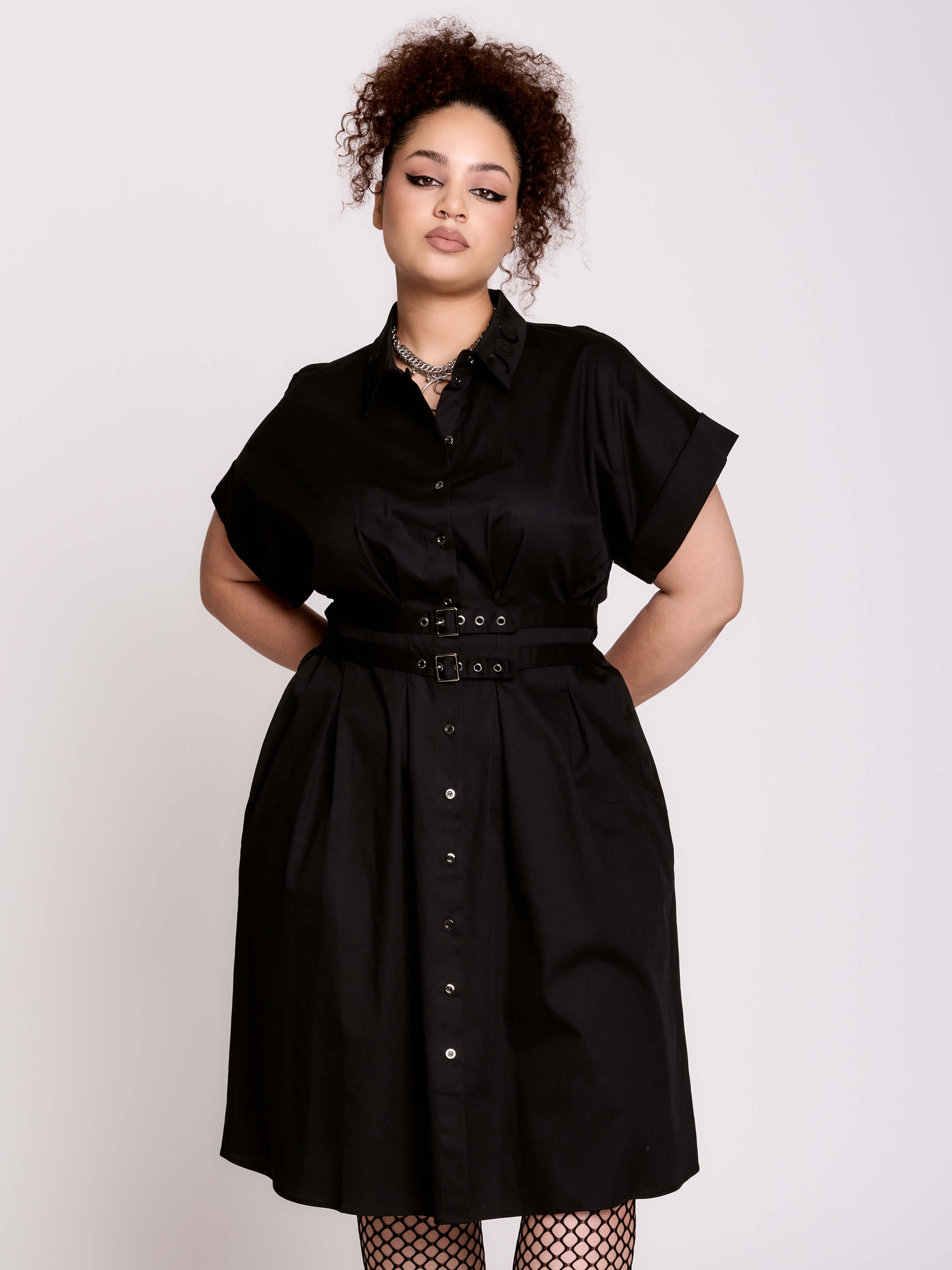 black button midi dress In Your League Black Button Down Midi Dress Shop the Mint
