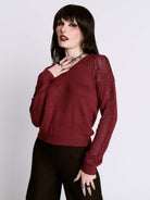Oxblood Fishnet Sweater