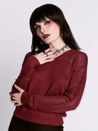 Oxblood Fishnet Sweater