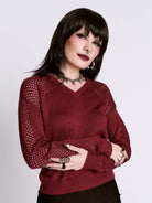 Oxblood Fishnet Sweater