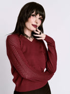 Oxblood Fishnet Sweater