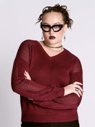 Oxblood Fishnet Sweater