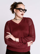 Oxblood Fishnet Sweater