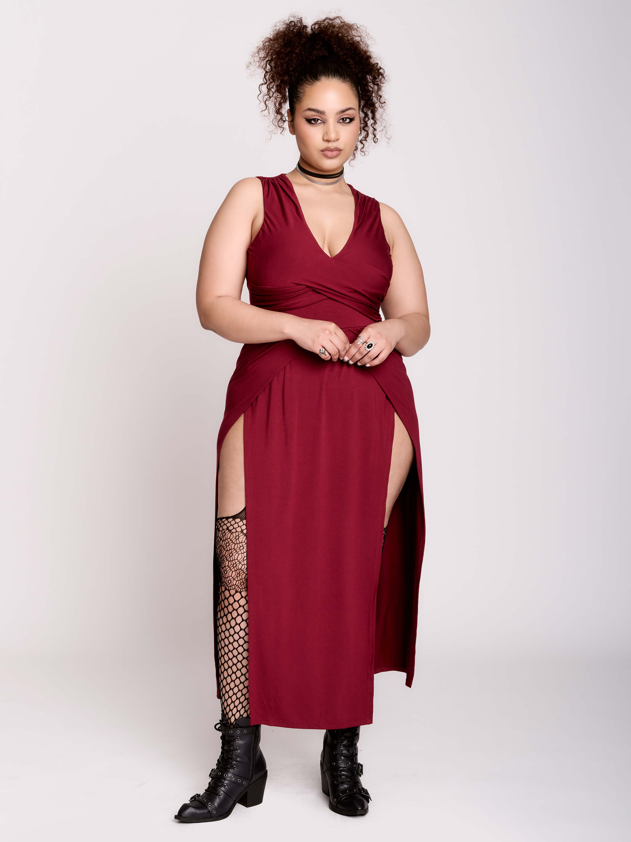 Burgundy Twist Dress – Midnight Hour