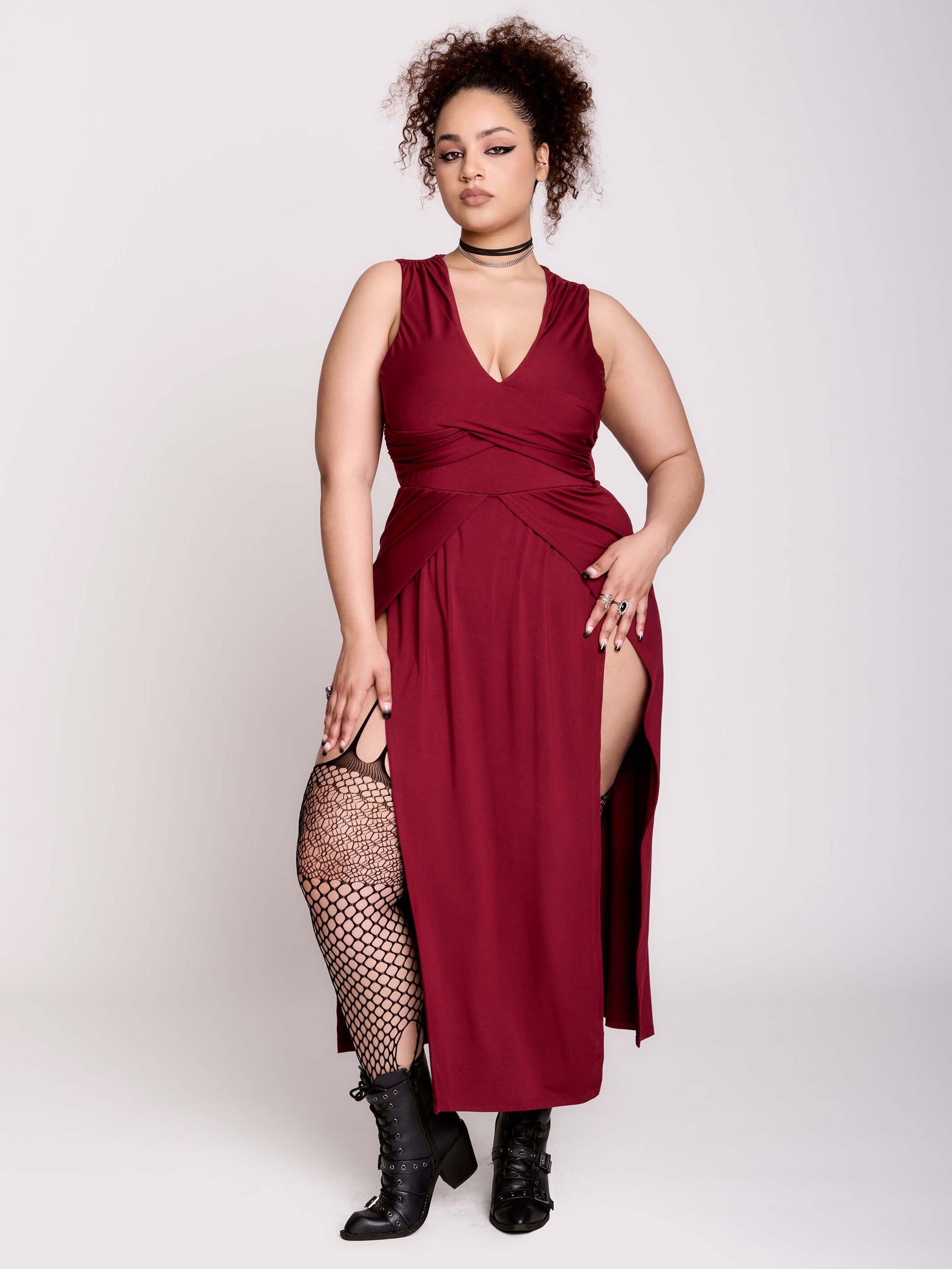 Burgundy Twist Dress – Midnight Hour