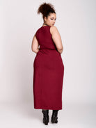 burgundy twist front dress