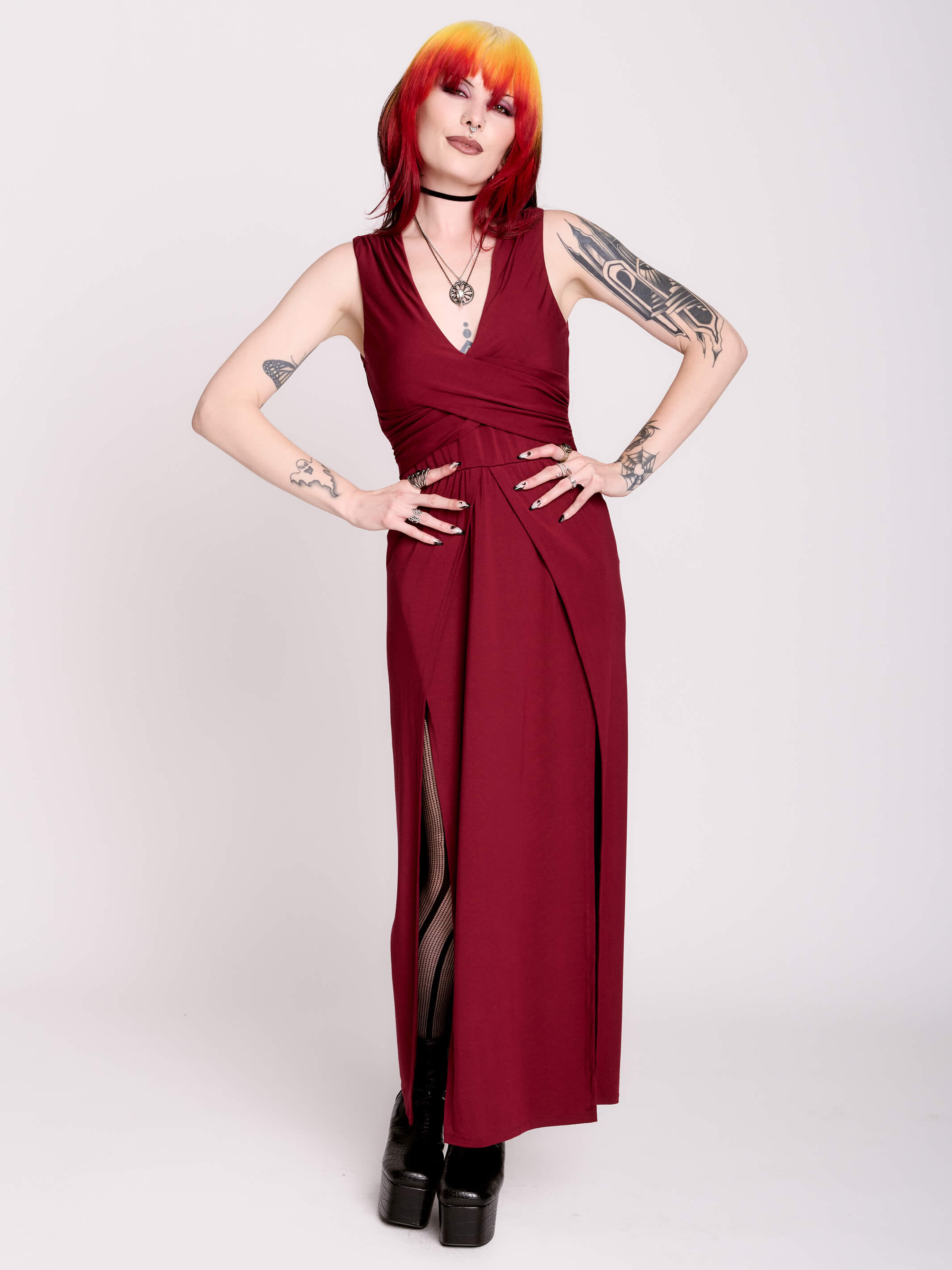 Burgundy Twist Dress 3XL / Burgundy