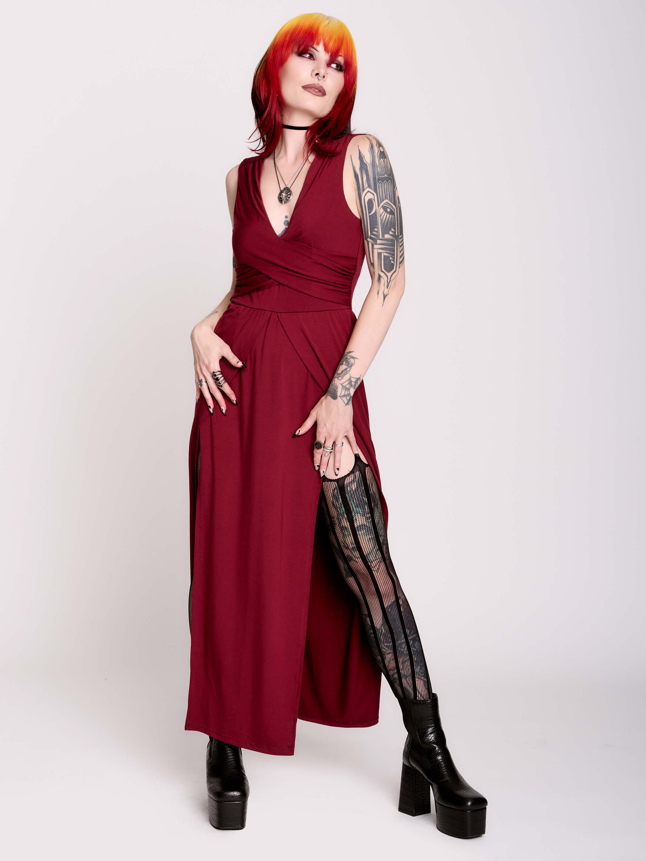 Burgundy Twist Dress 3XL / Burgundy