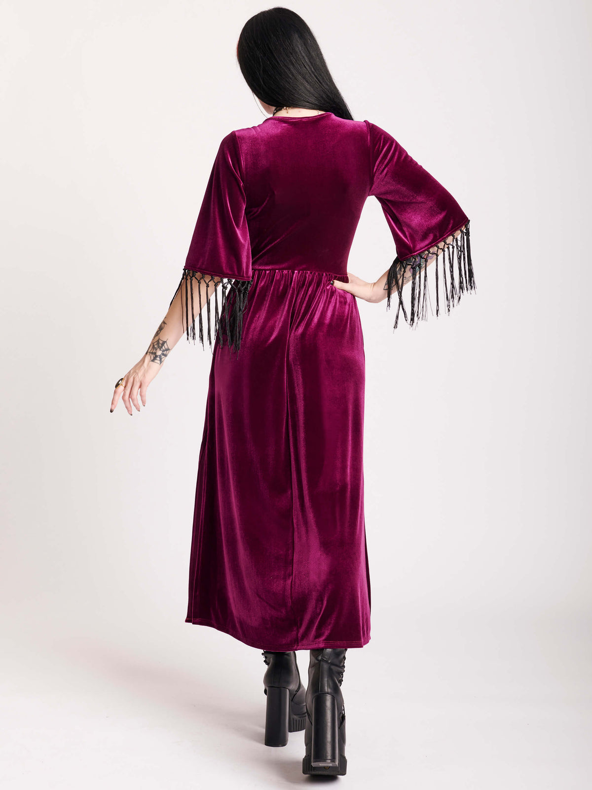 Burgundy Velvet Midi Dress