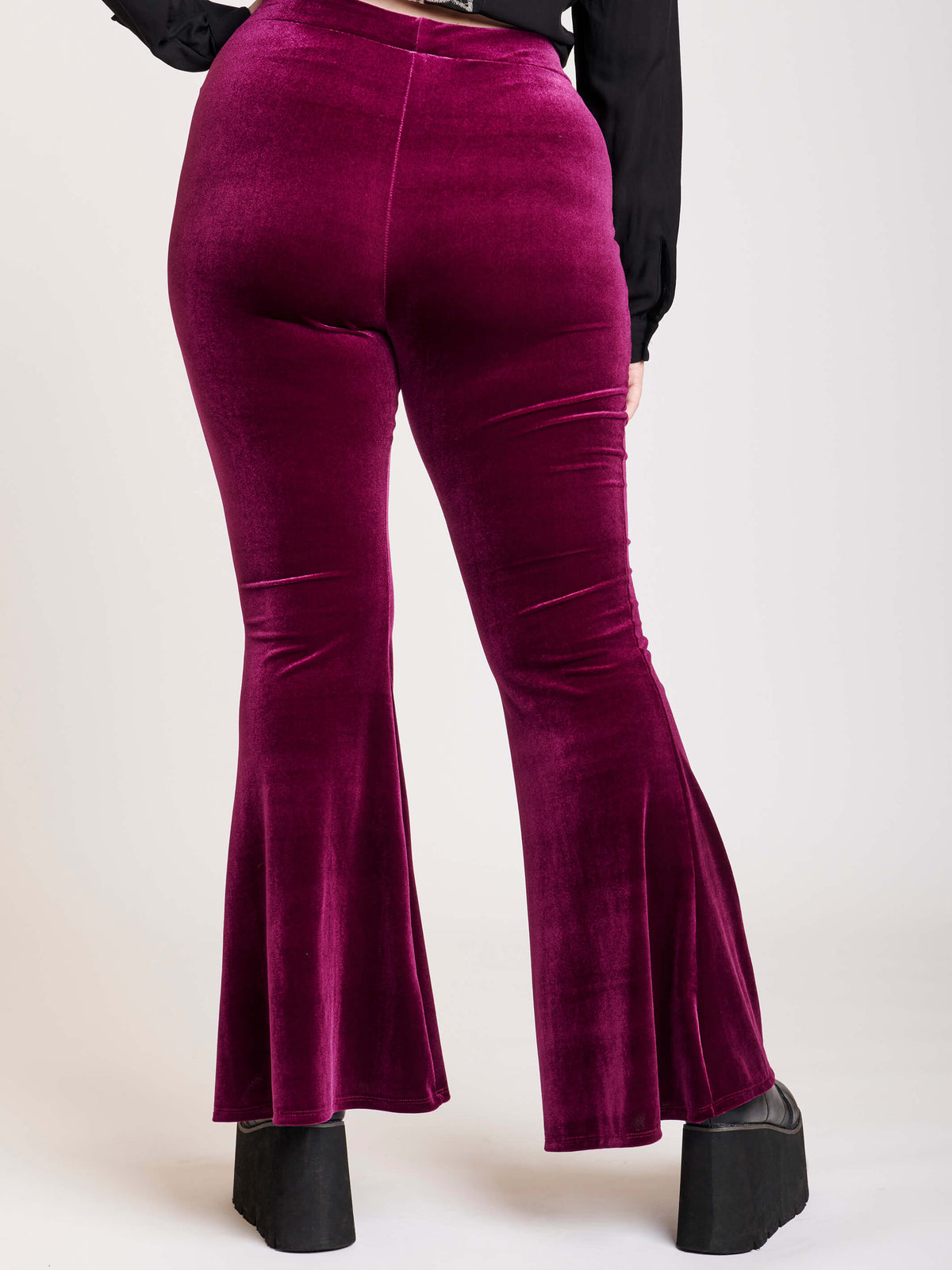 burgundy velvet flared legging