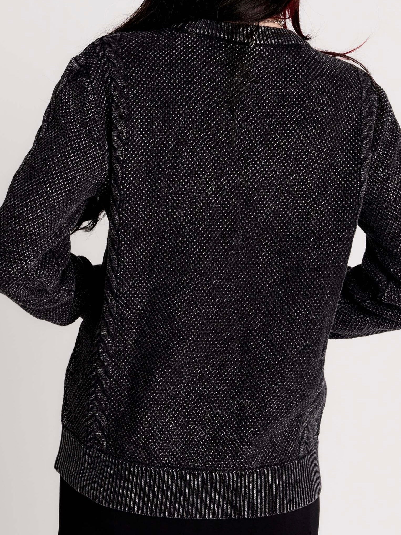 Skull Sweater by Midnight Hour – Black Gothic Cotton Cable Knit