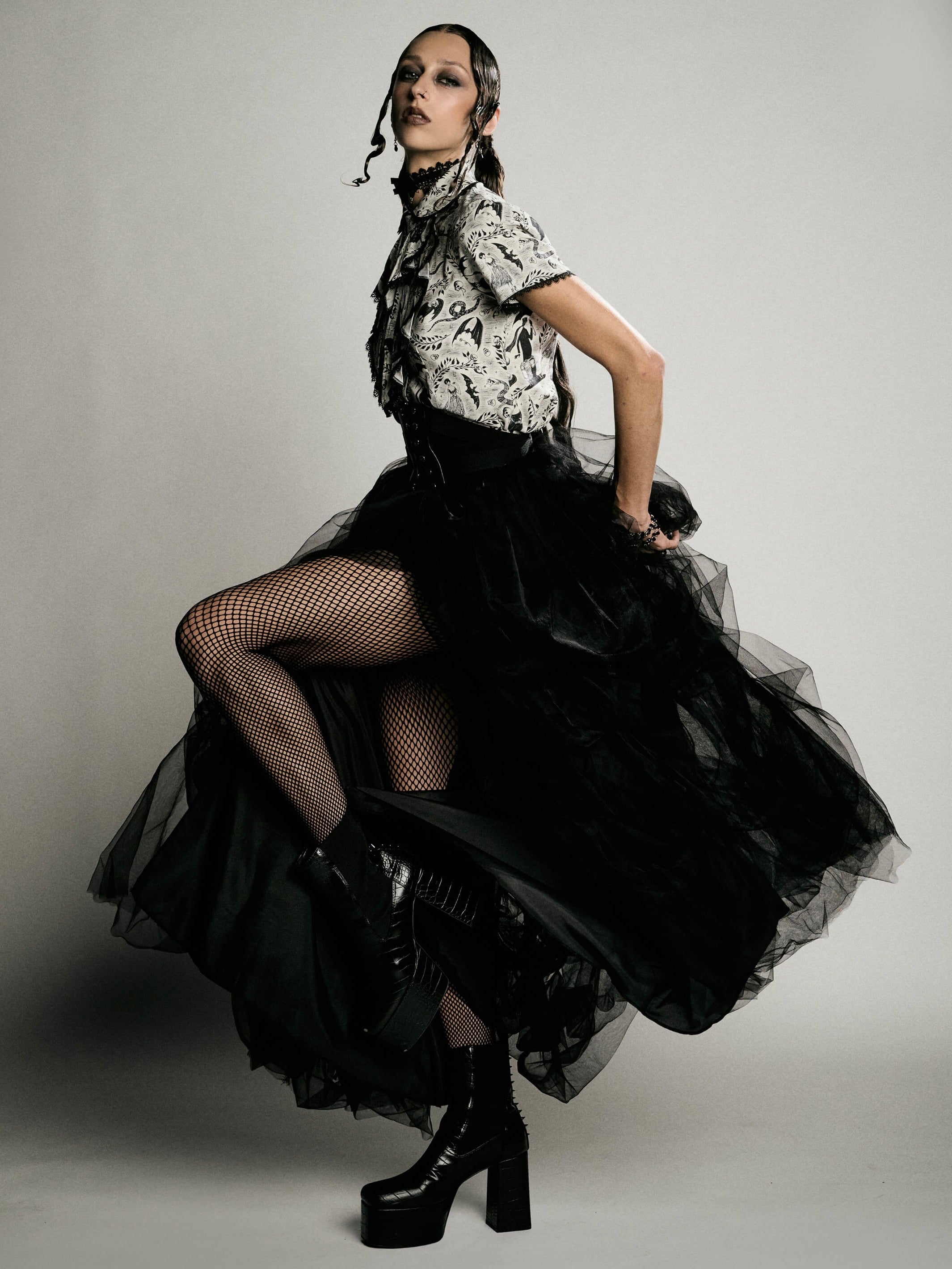 Victorian Tulle Skirt | Black Romantic Goth Maxi – Midnight Hour