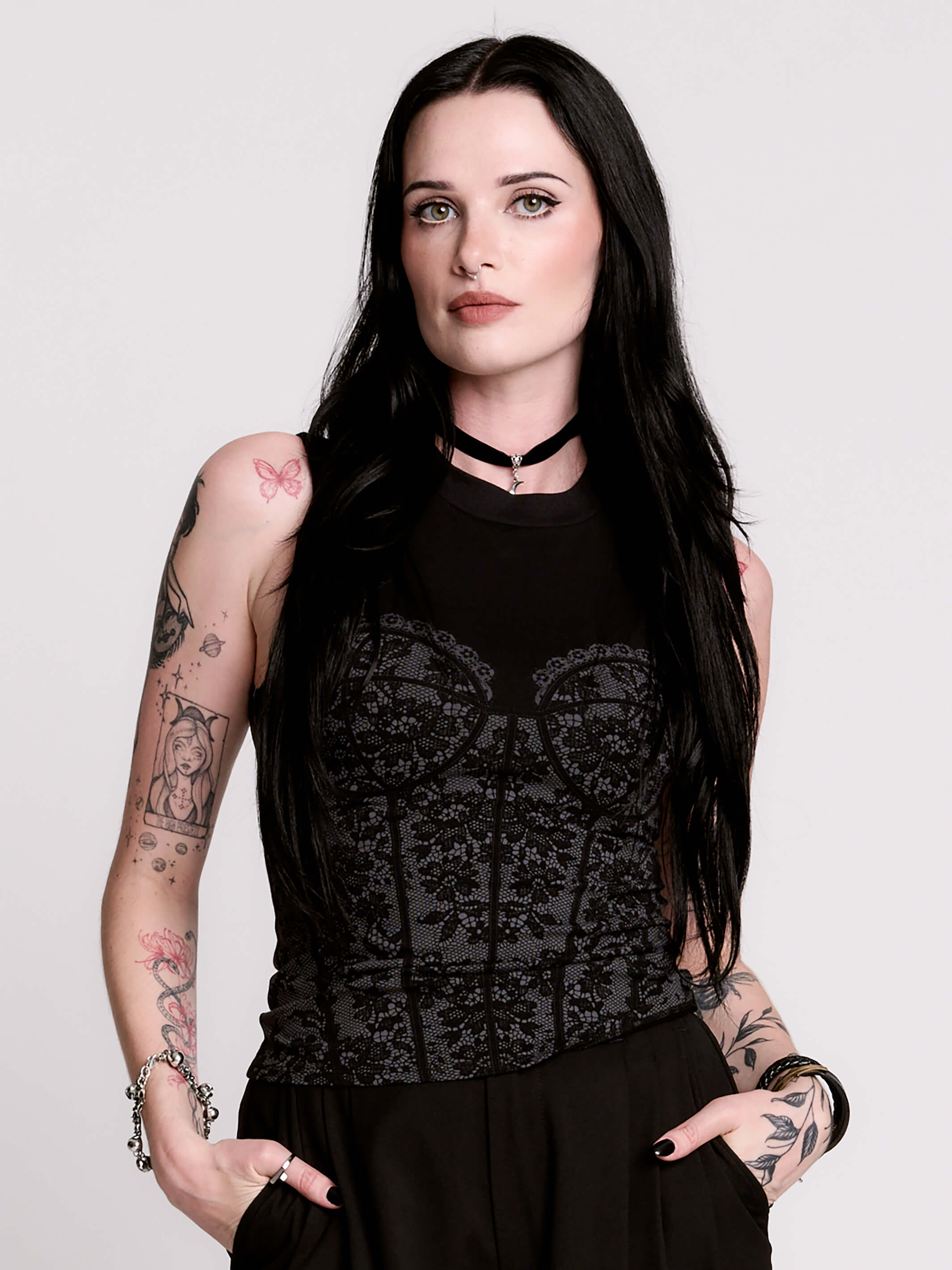Trompe L'oeil Corset Top | Romantic Goth Lace-Print Tank
