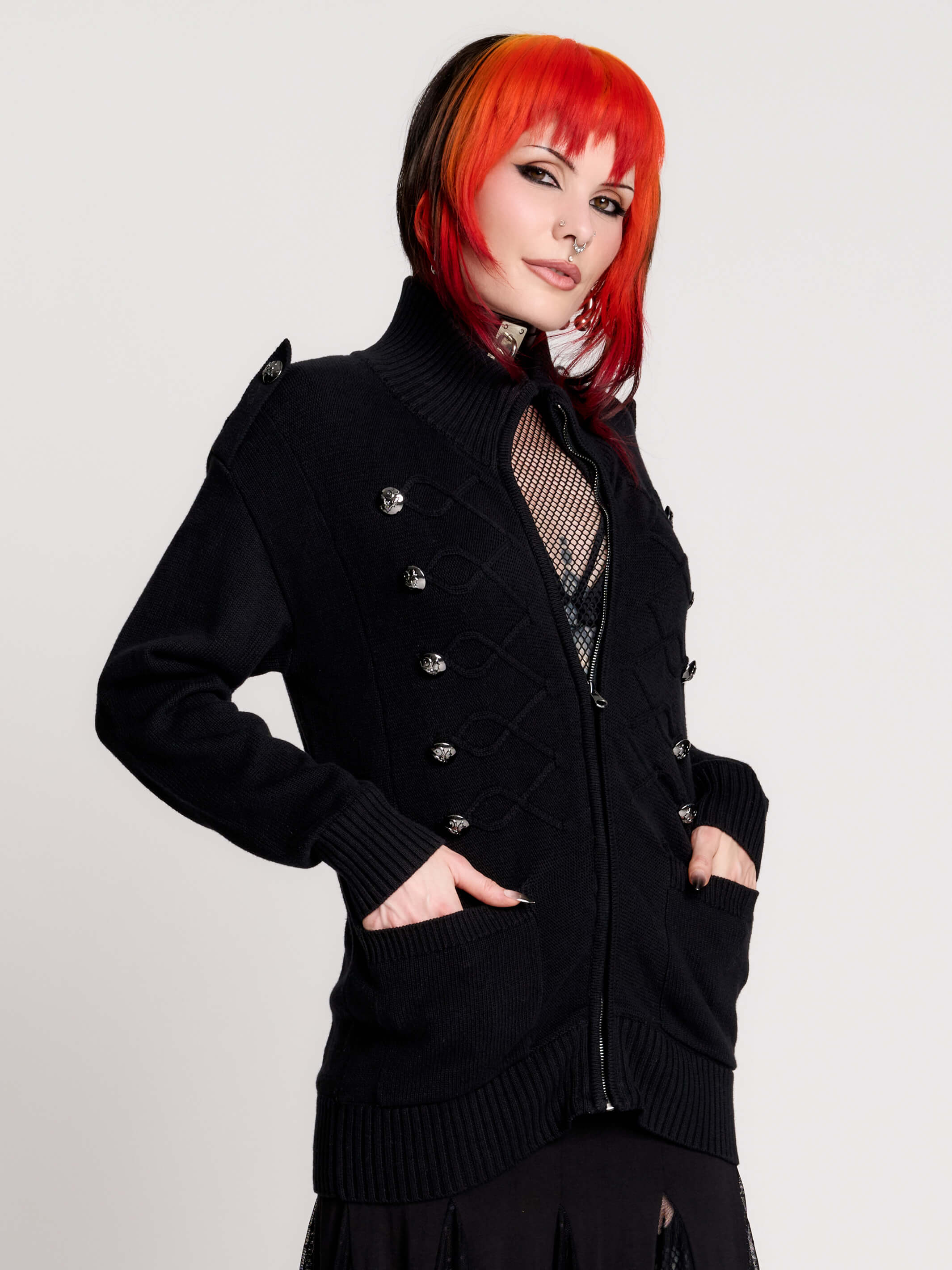 100% Cotton Black Cardigan by Midnight Hour – Long Sleeve Layer