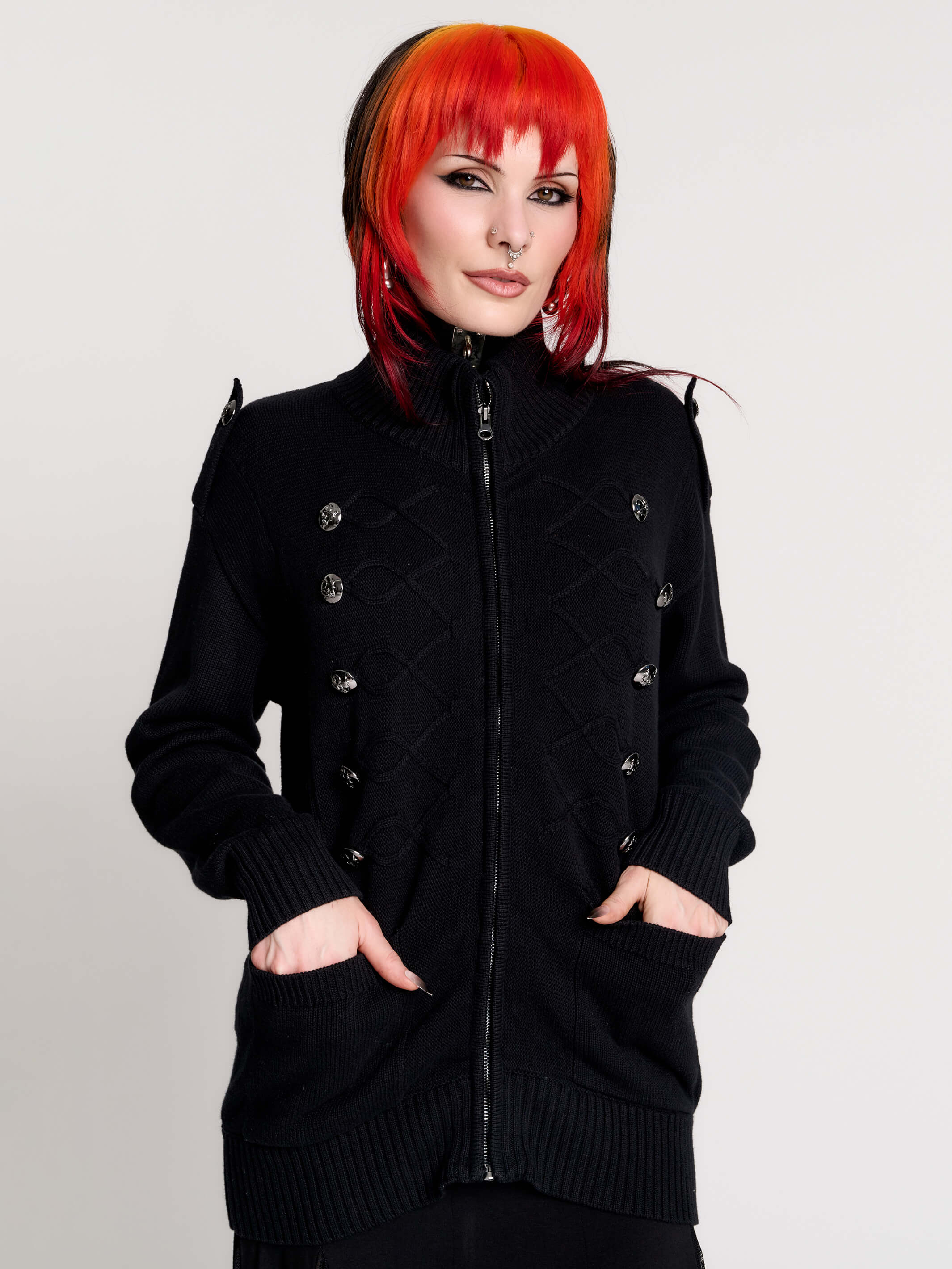 100% Cotton Black Cardigan by Midnight Hour – Long Sleeve Layer