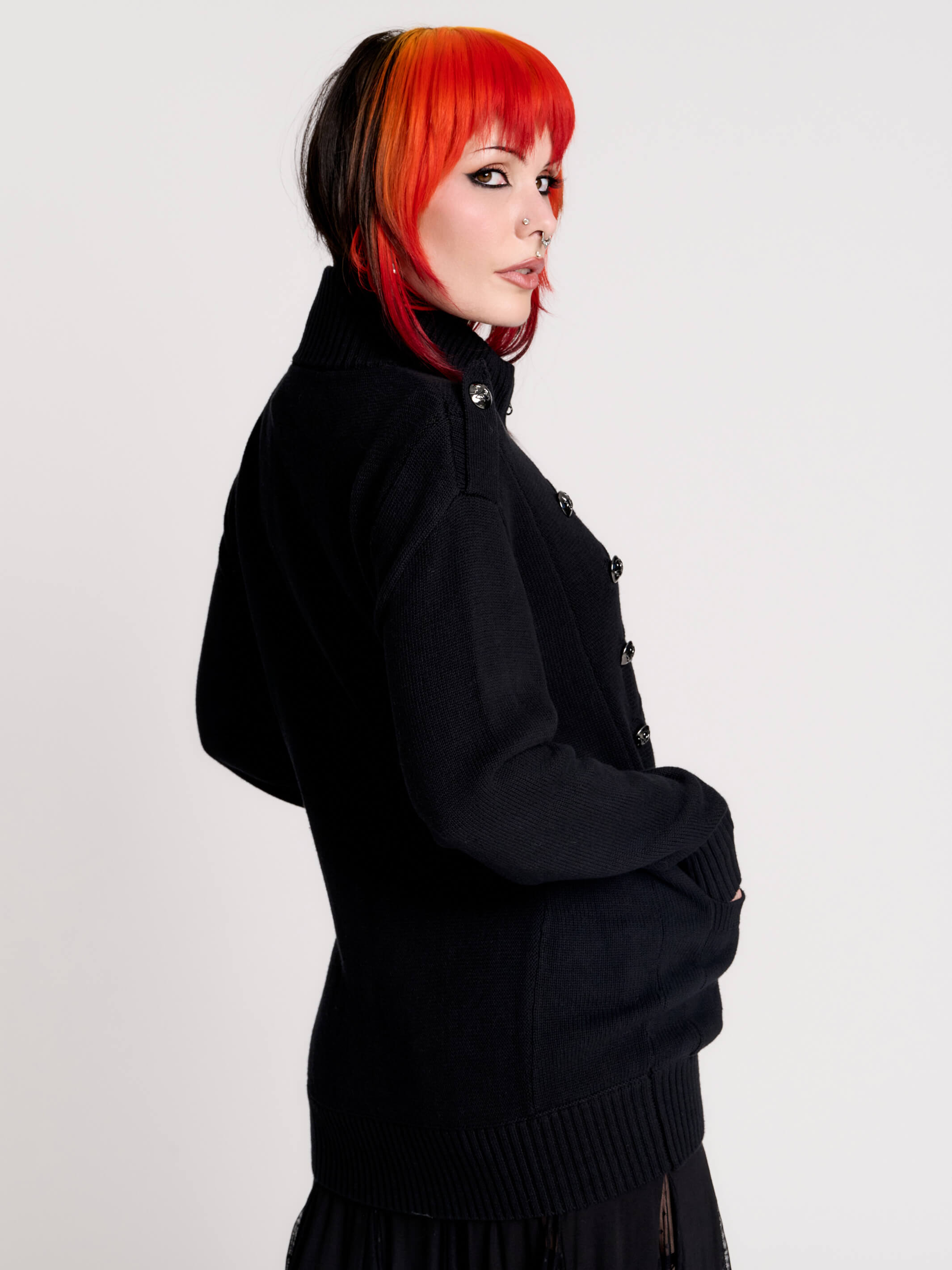 100% Cotton Black Cardigan by Midnight Hour – Long Sleeve Layer