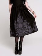black gothic dresses with cathedral skyline