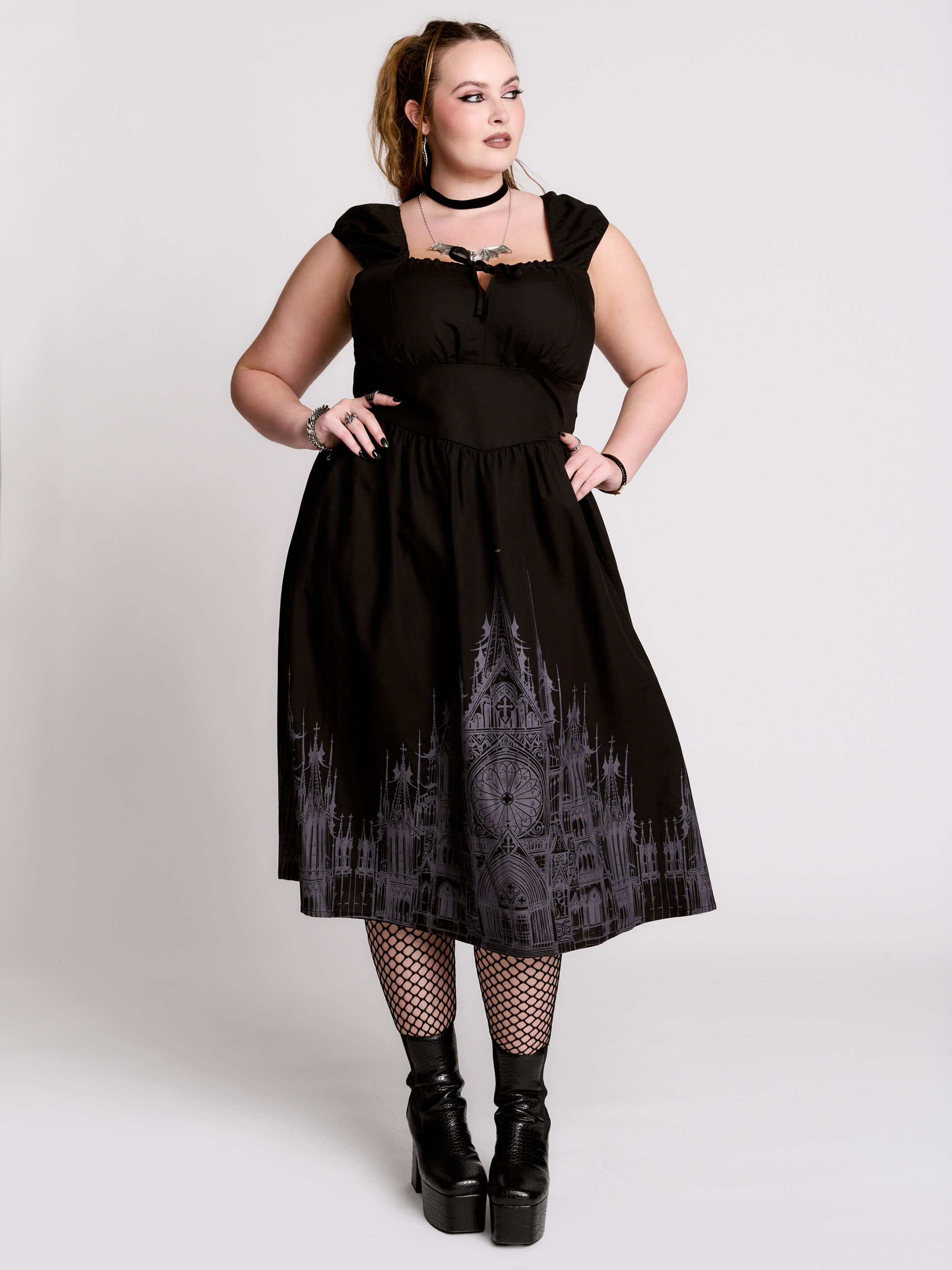 black gothic dresses with cathedral skyline