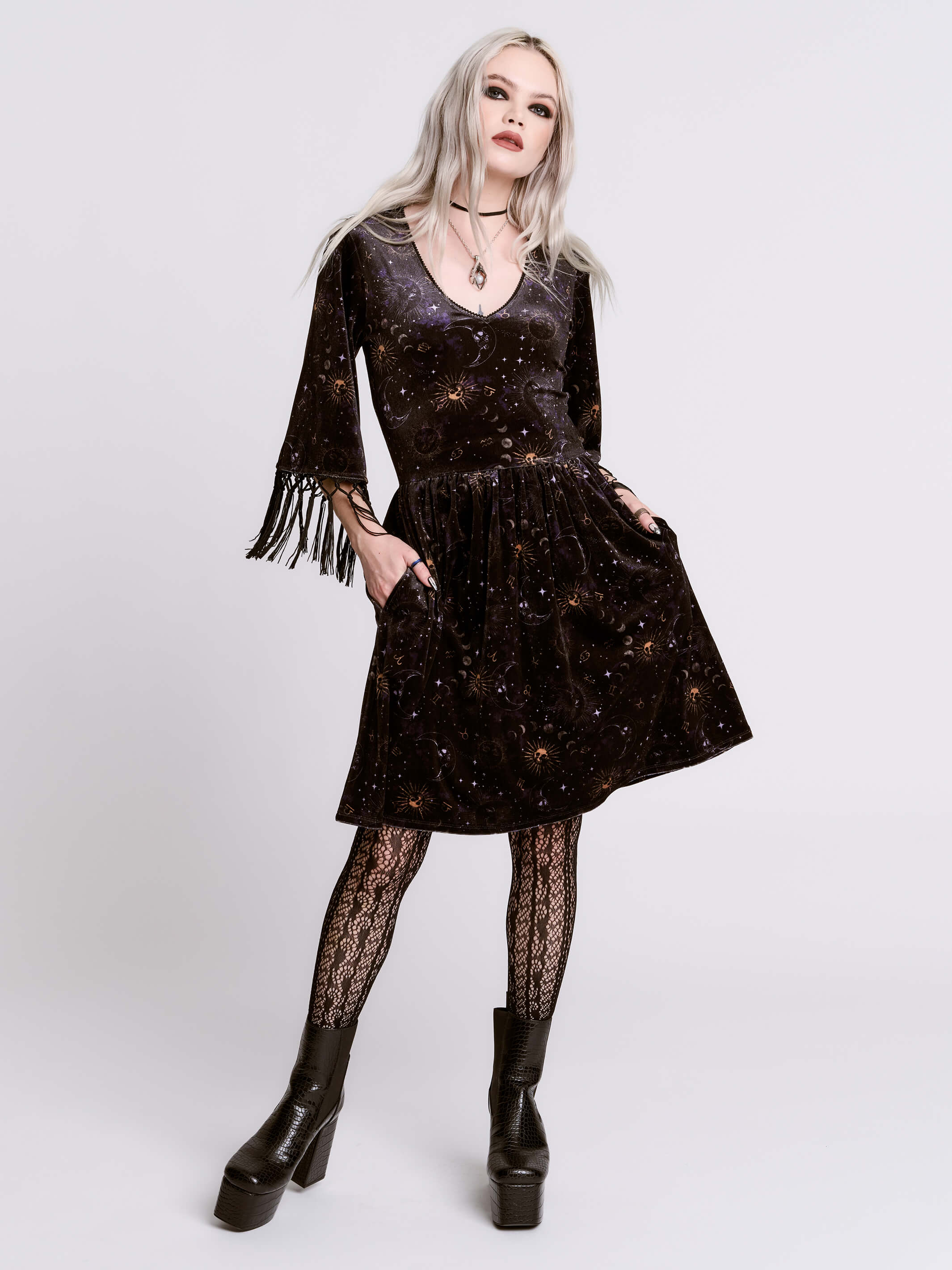Celestial Velvet Fringe Dress Celestial Velvet Fringe Dress