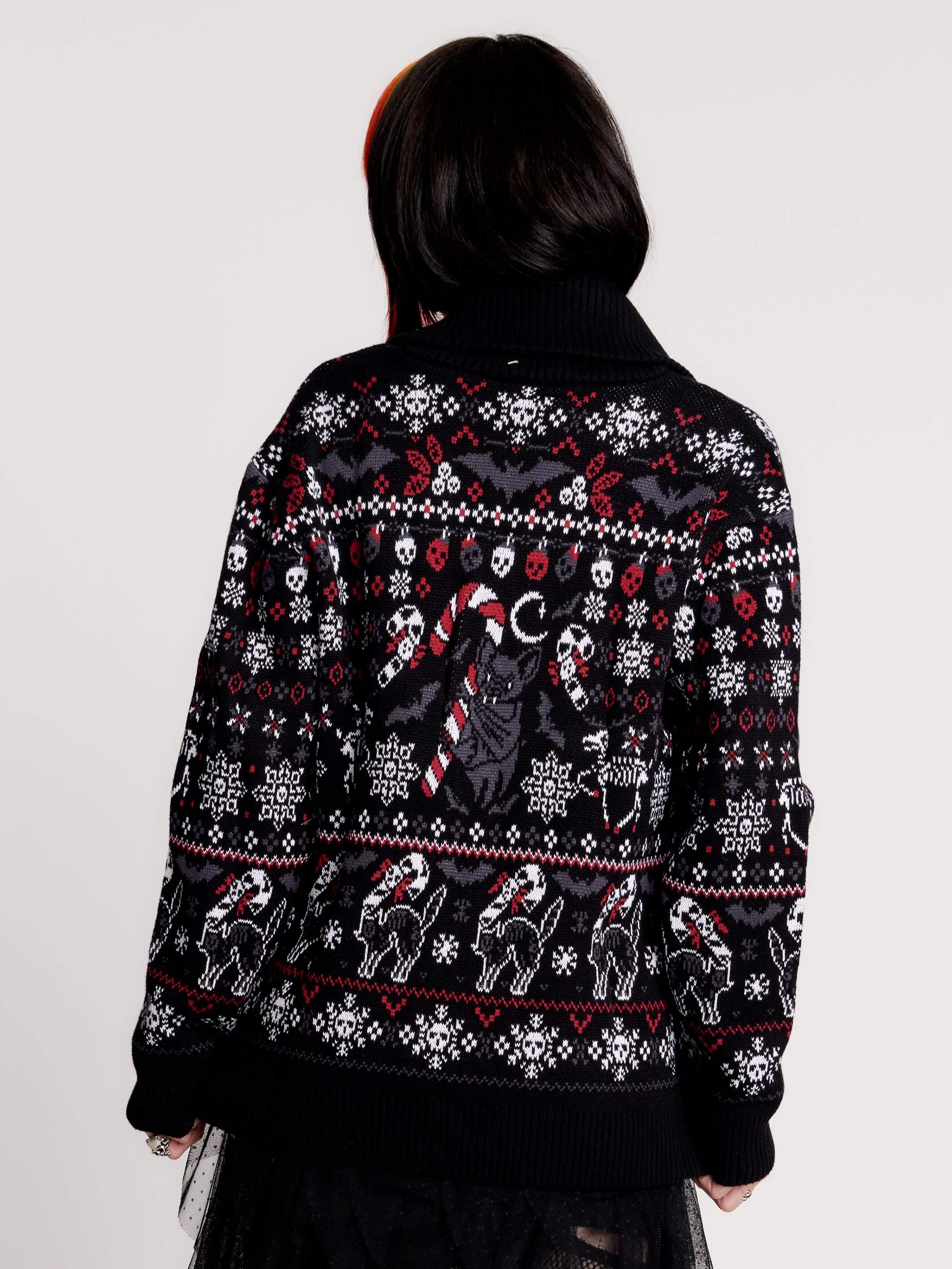 Gothic Christmas Cardigan – Oversized Unisex Knit by Midnight Hour