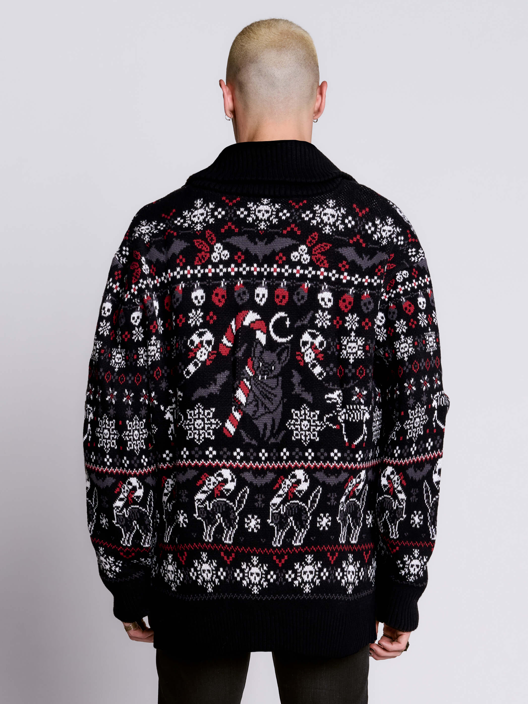 Gothic Christmas Cardigan – Oversized Unisex Knit by Midnight Hour
