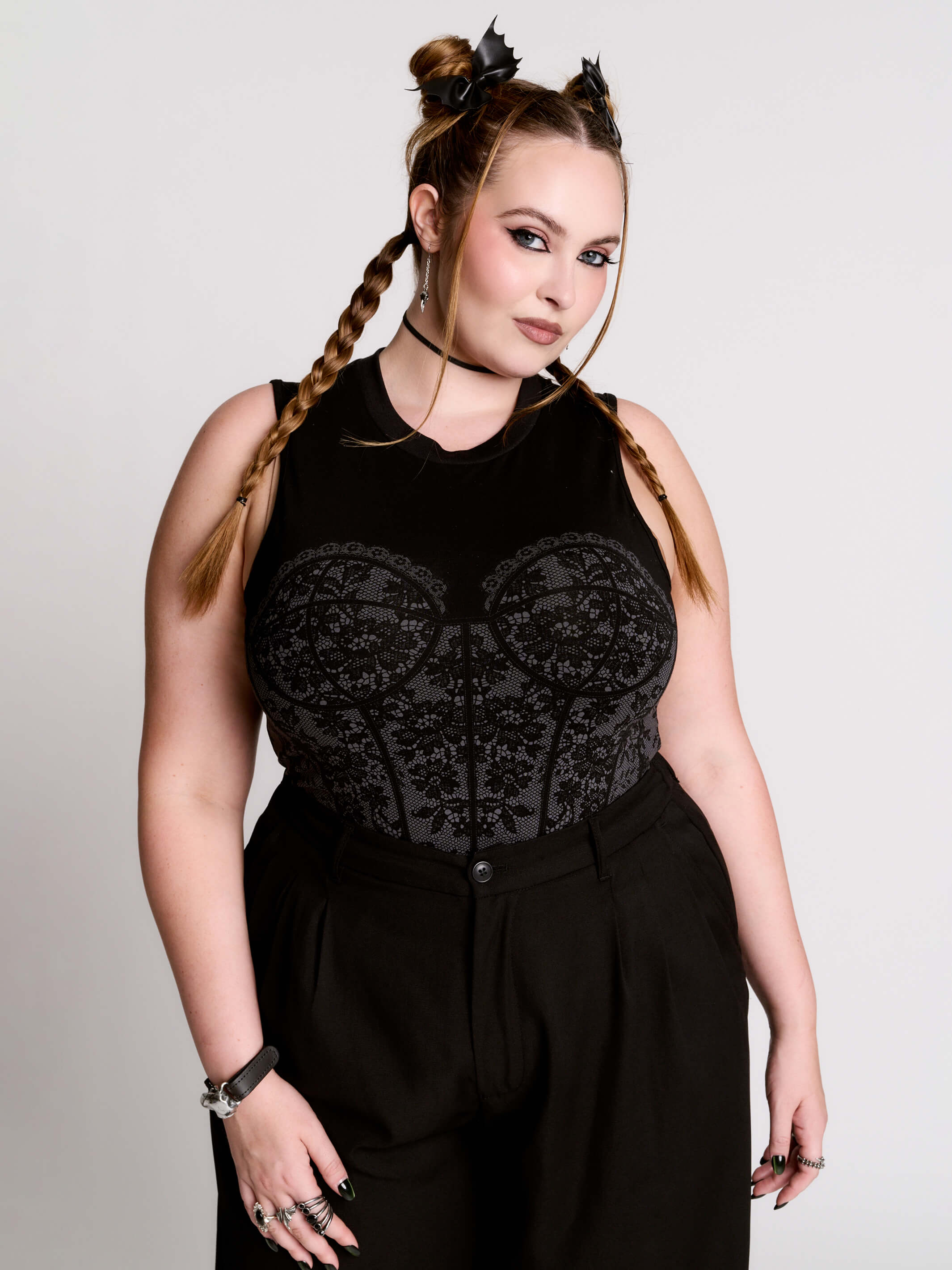 Trompe L'oeil Corset Top | Romantic Goth Lace-Print Tank
