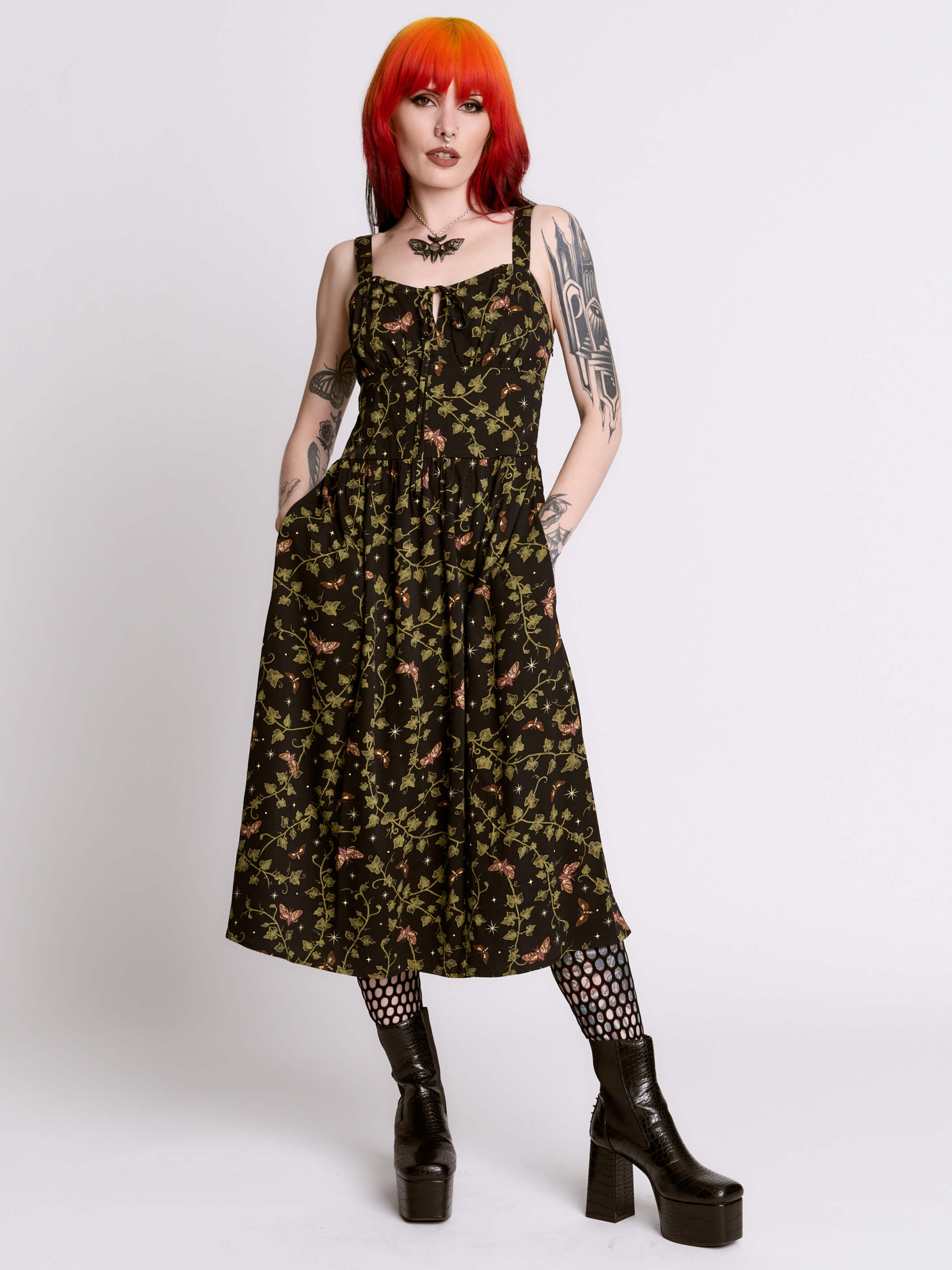 Creeping Ivy Sundress | Figure-Flattering Black Sundress