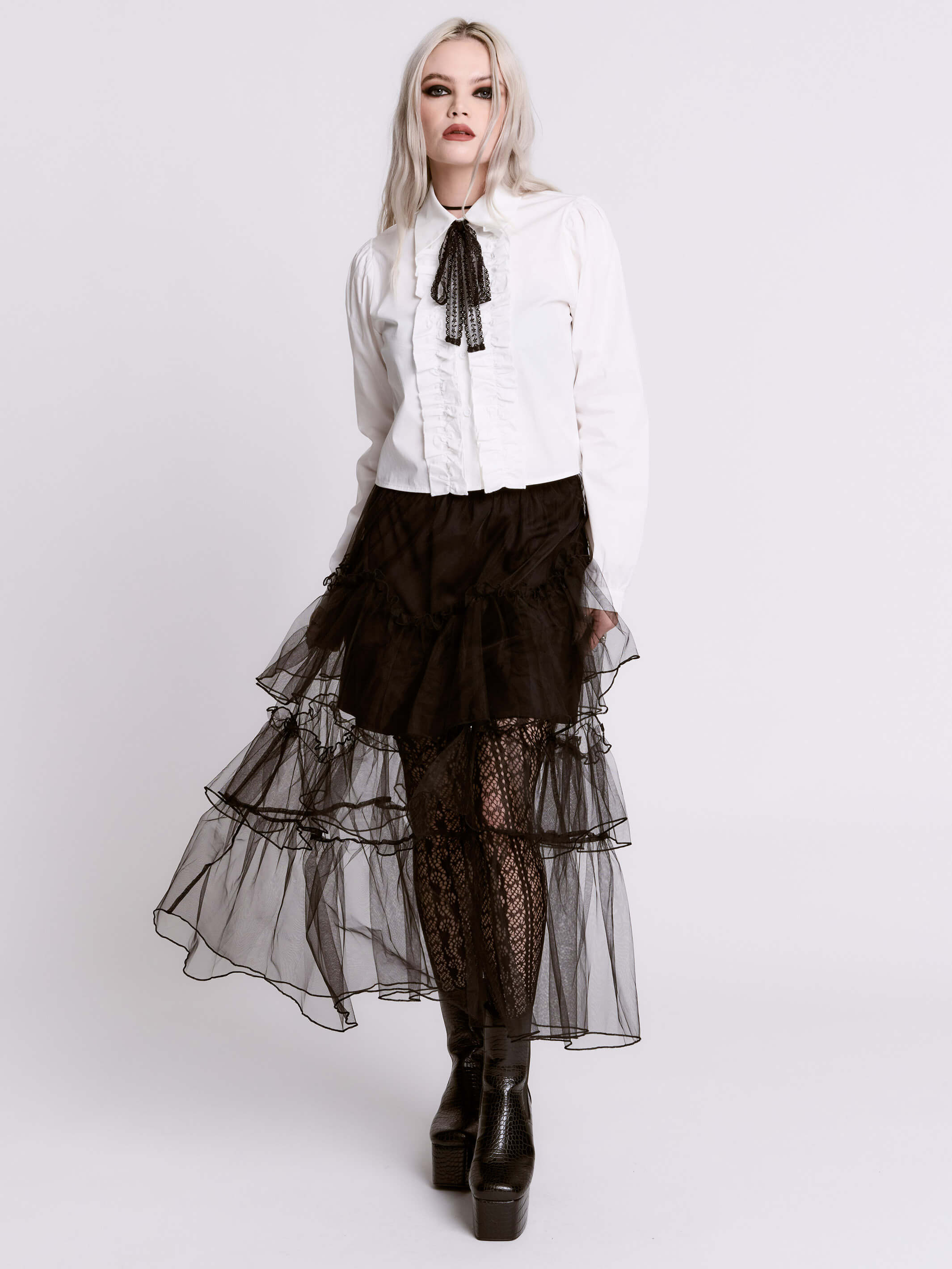 Cropped Ruffle Shirt – Midnight Hour