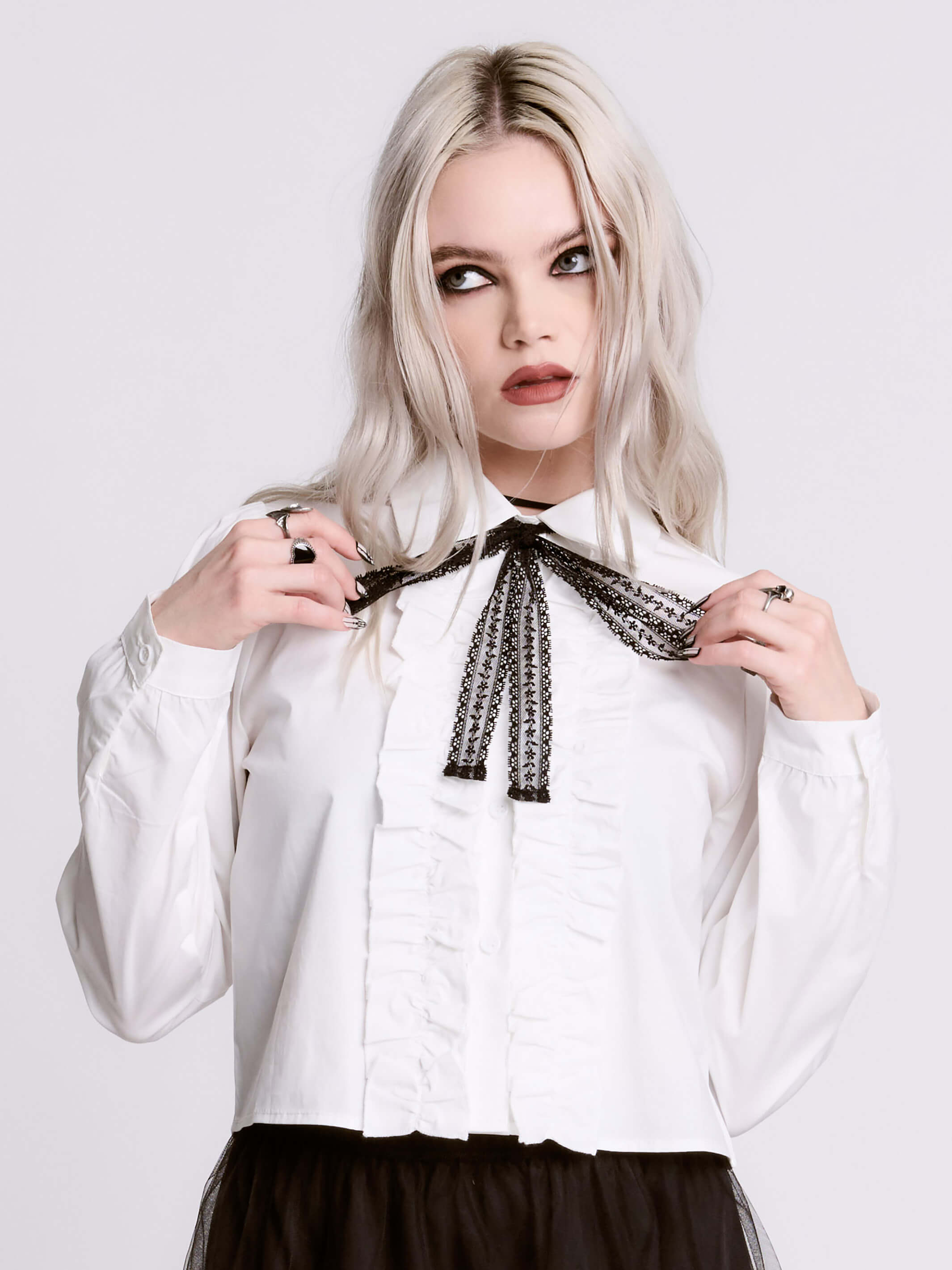 ruffle cropped shirt