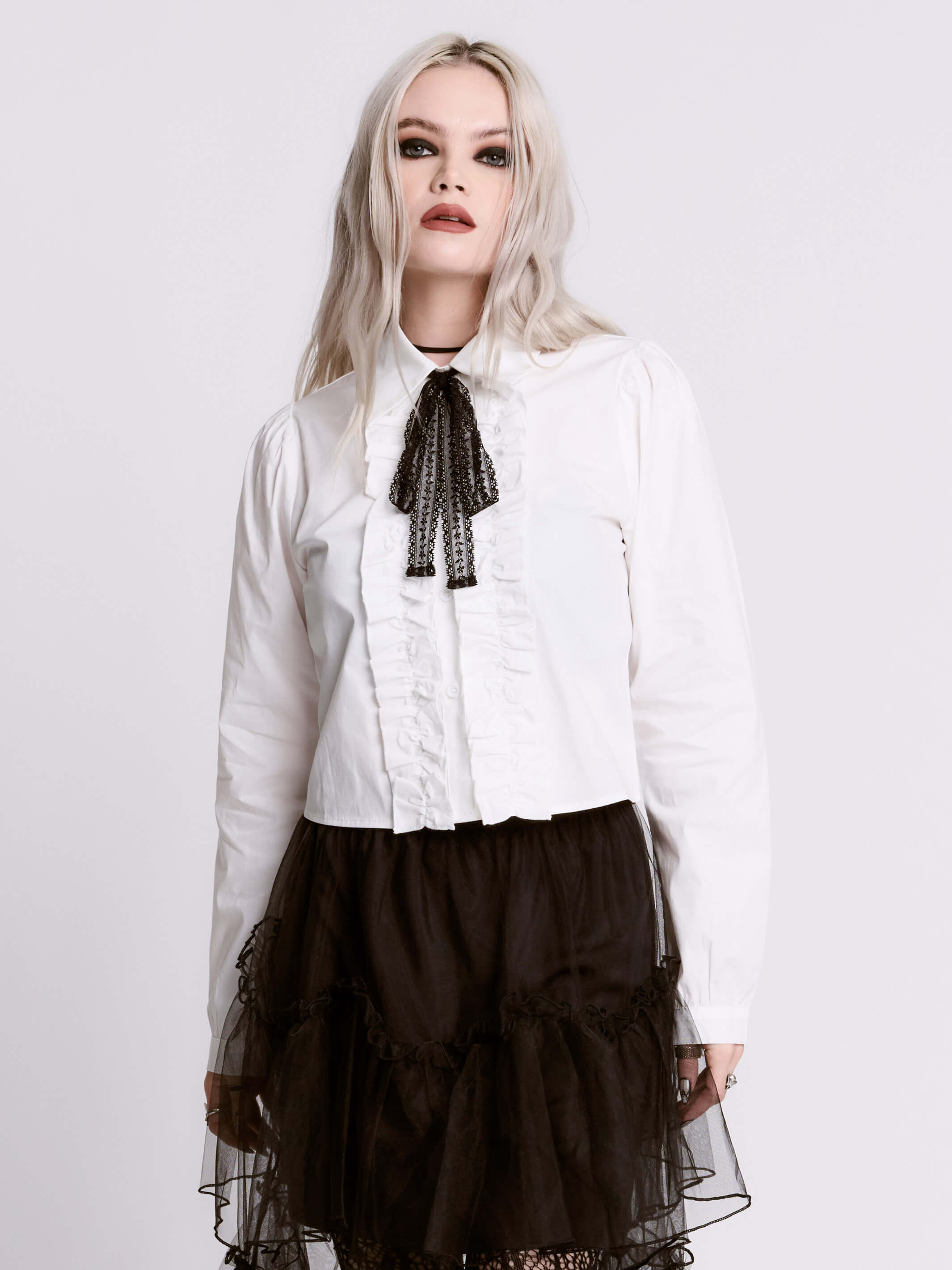 ruffle cropped shirt