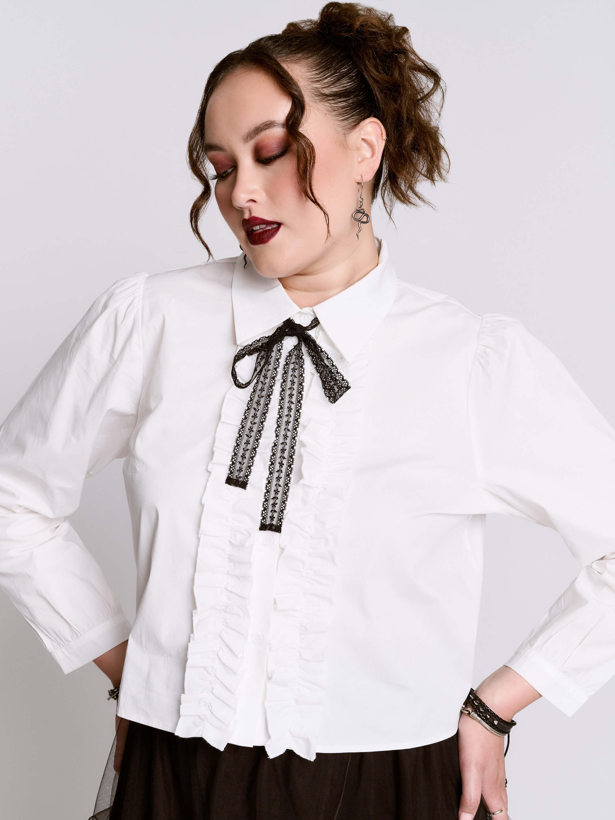 トップス uhr RUFFLE SHIRT ZOCANIA Ruffled Tops for Women V Neck Ruffle Blouse Long Sleeve