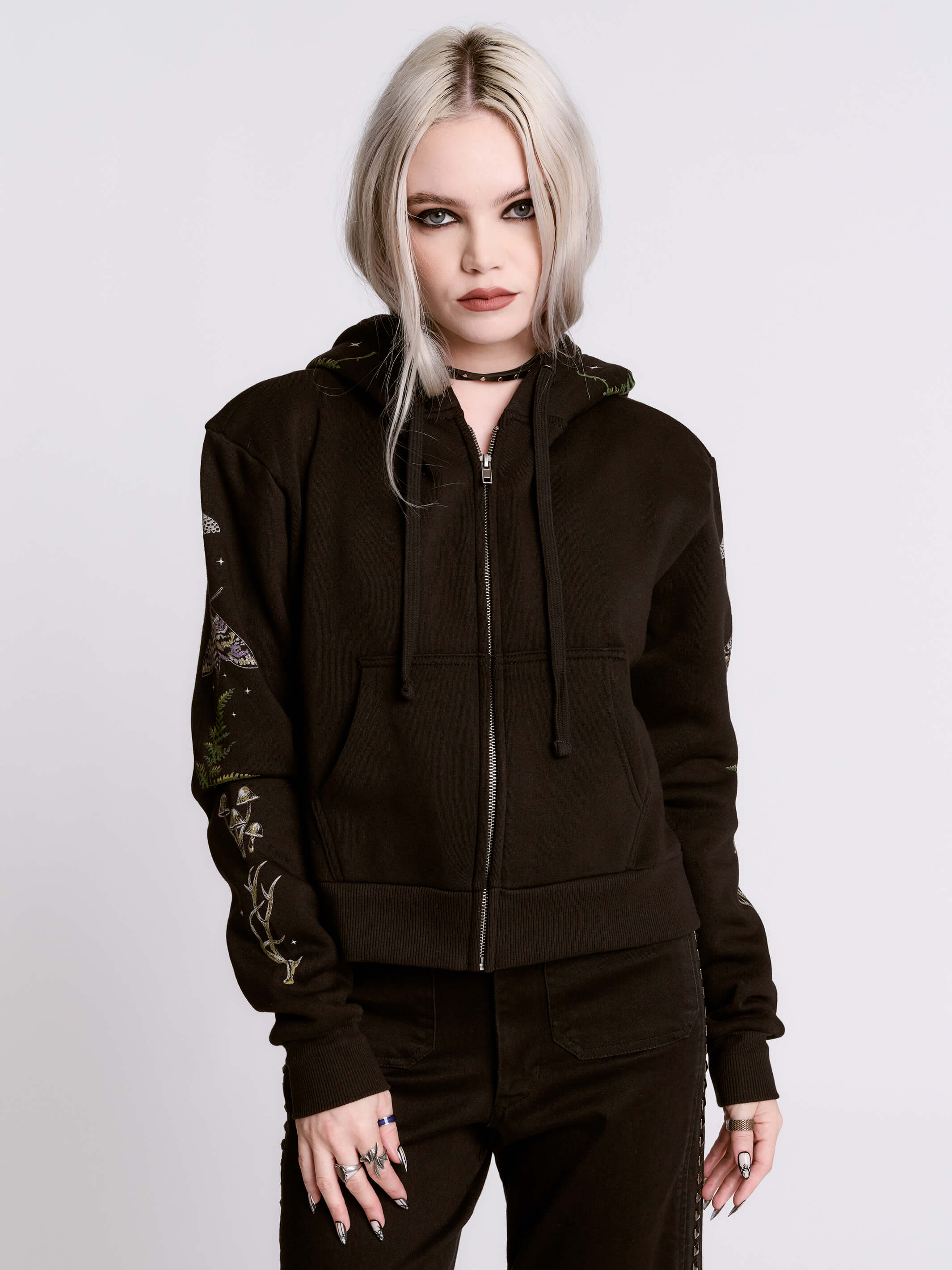 Cropped Forest Witch Hoodie | Moth & Antler Graphic – Midnight Hour