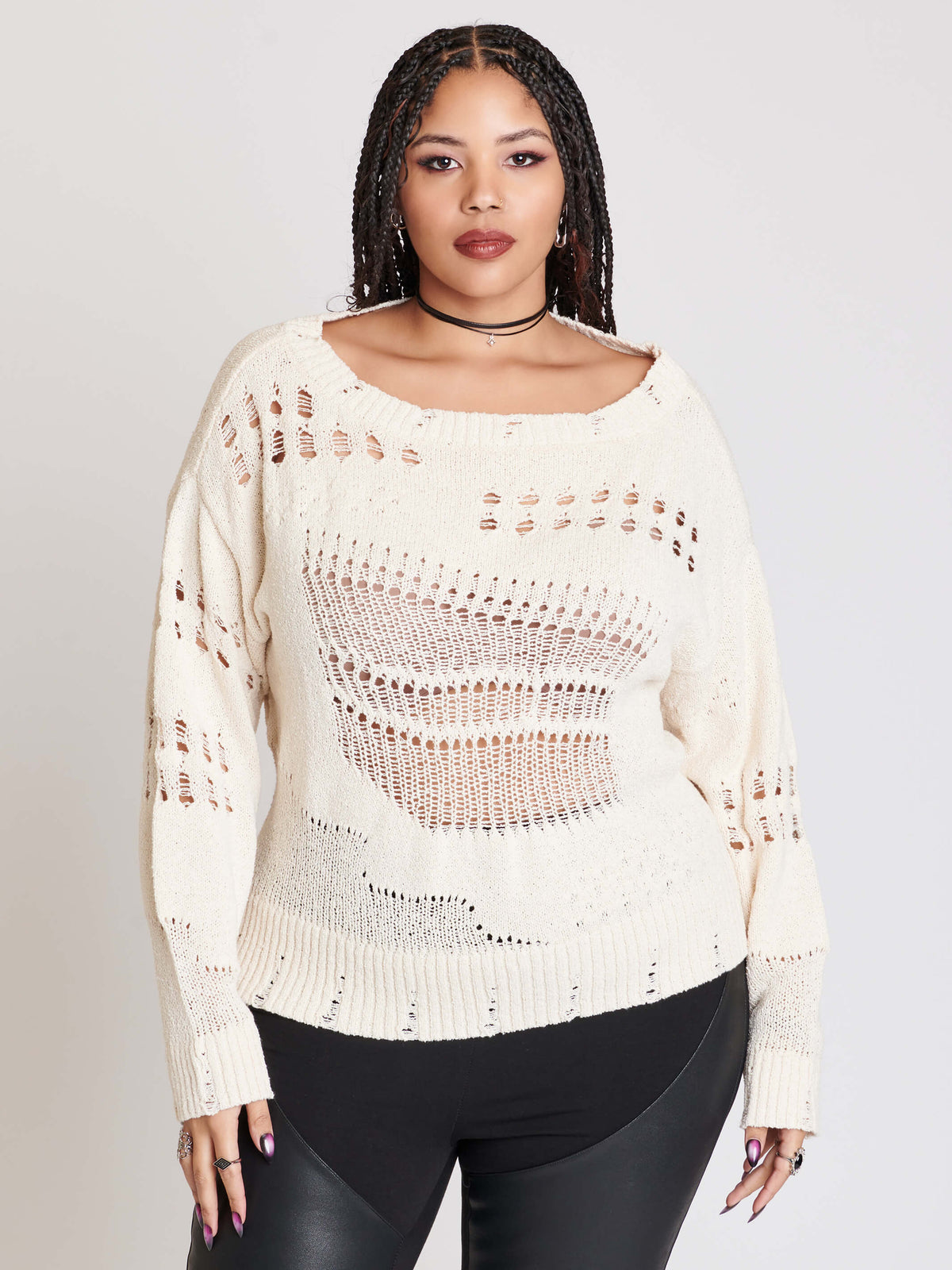 Ivory Distressed Sweater