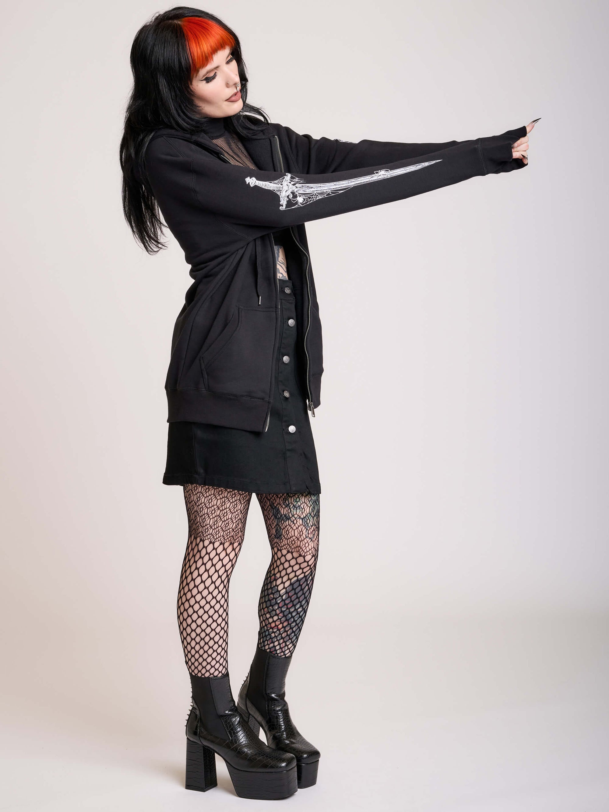 Dagger Zip Up Hoodie – Midnight Hour