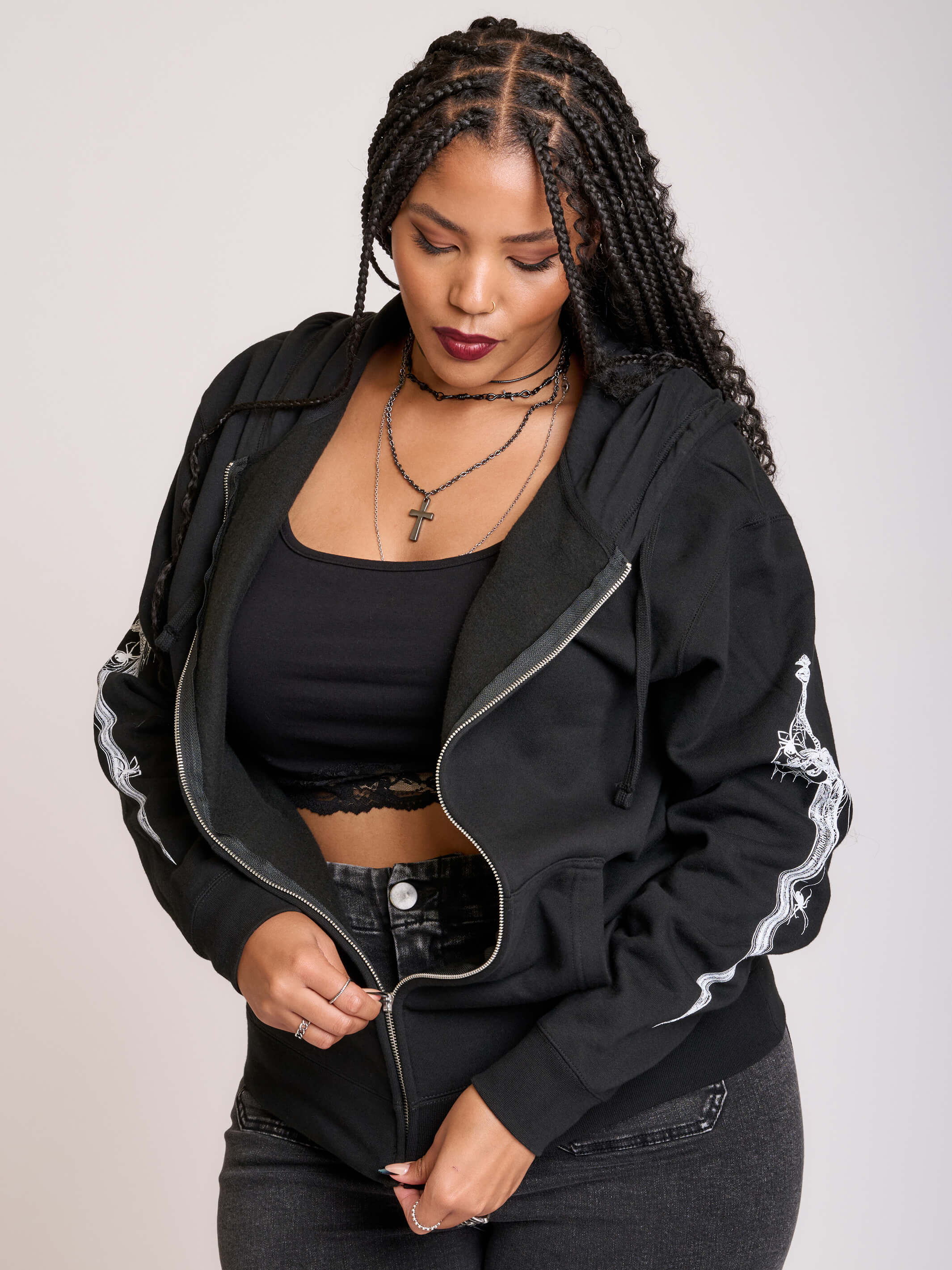 Dagger Zip Up Hoodie – Midnight Hour