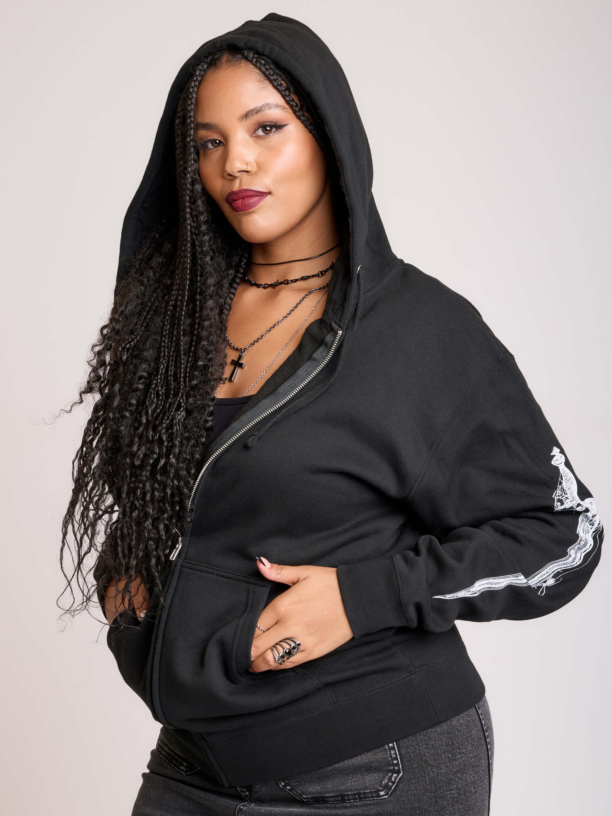 Zip Hoodie Plus Size Ladies Sweatshirts Discount Women's Plus Size - Main Image