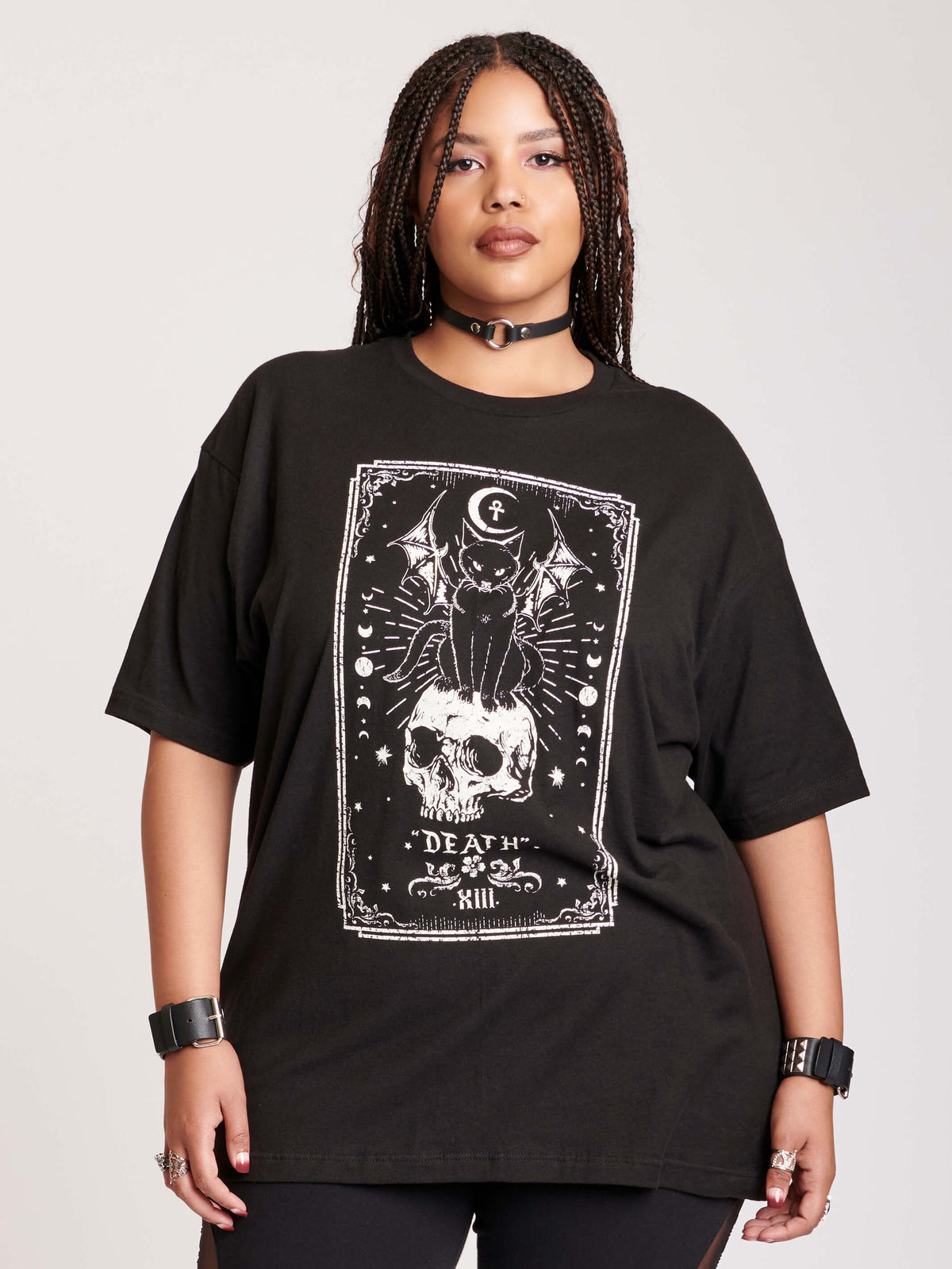 Death tarot card cat skull tshirt